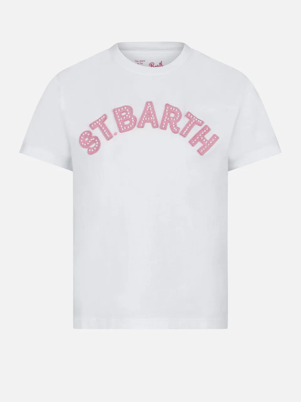 mc2-saint-barth-t-shirt-bambina-elly-bianca-con-patch-st-barth-rosa image 1