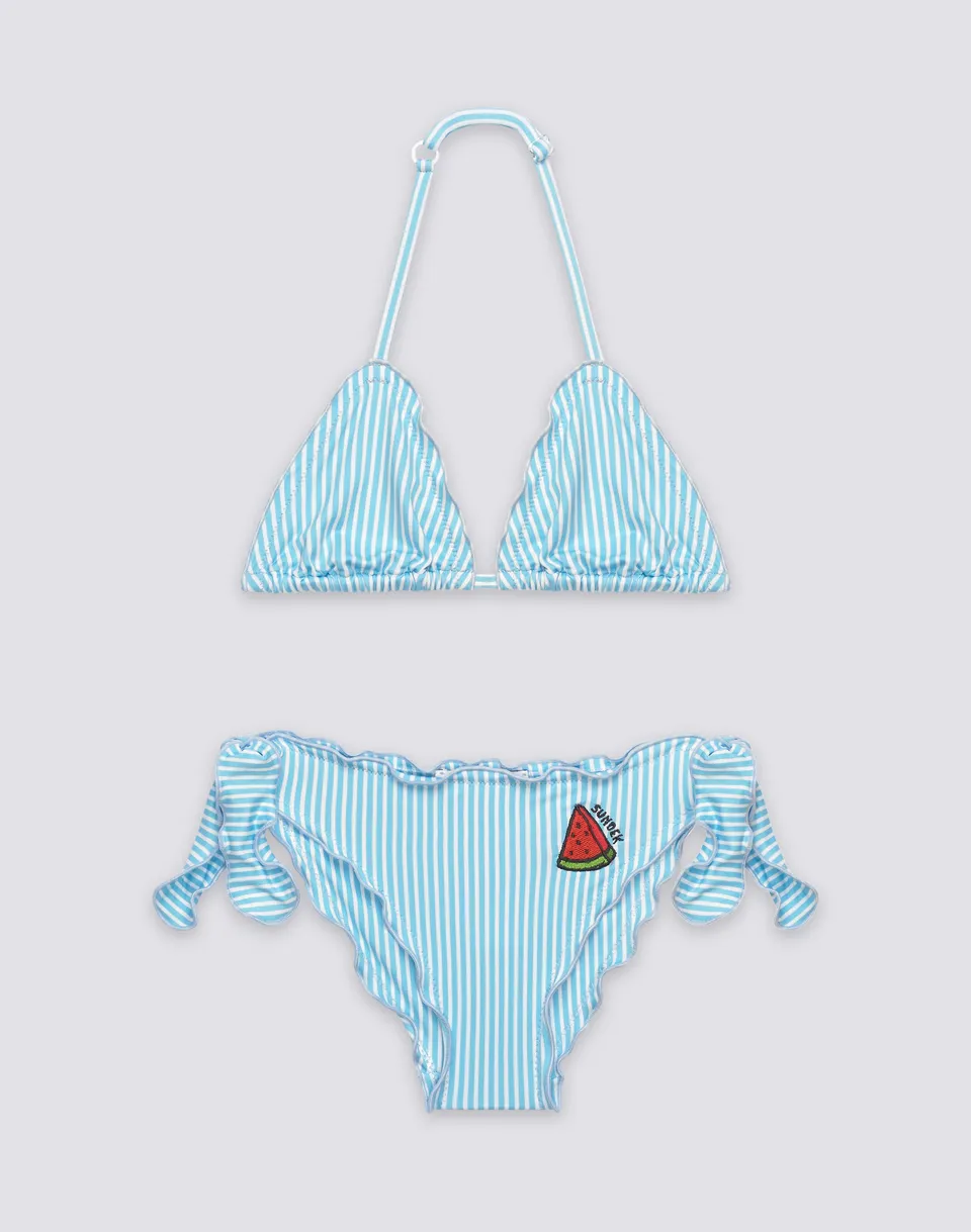 sundek-bikini-bambina-stampa-juicy-stripes-con-ricamo-frutta-mini-magnolia image 1