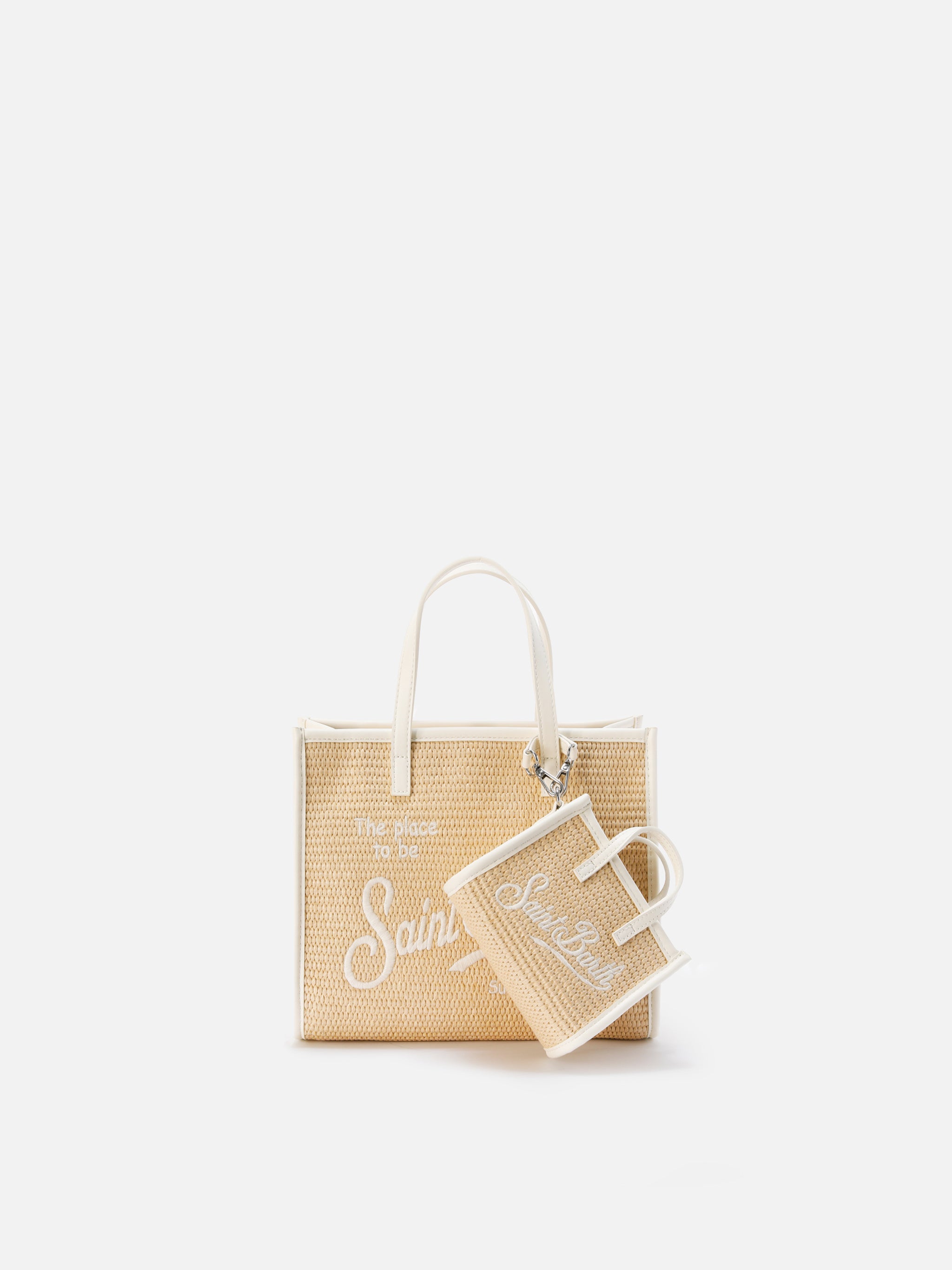mc2-saint-barth-borsa-vivian-micro-effetto-paglia-beige-con-logo-bianco-ricamato image 6