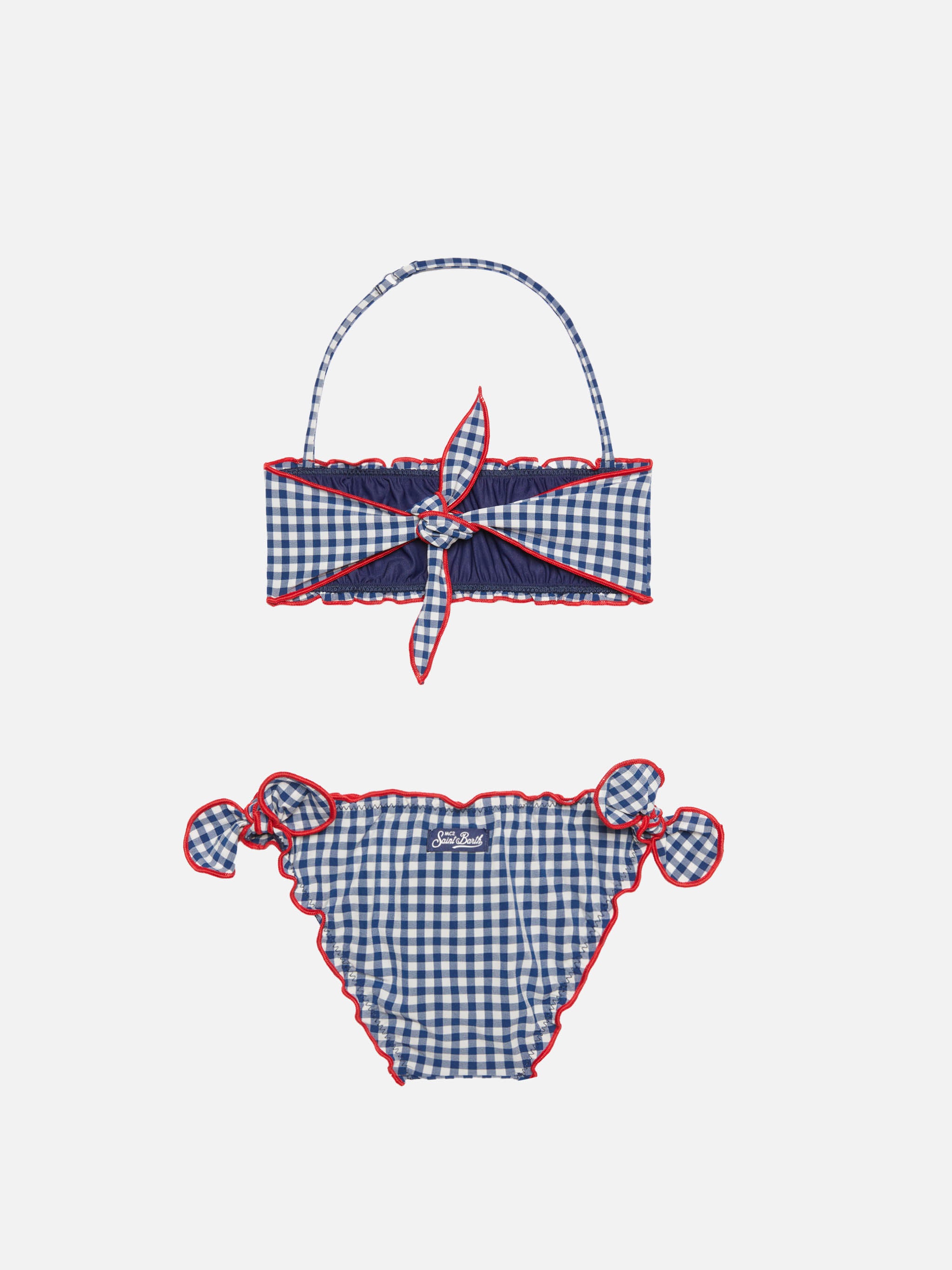 mc2-saint-barth-emy-bikini-bambina-fascia-vichy-bianco-blu-laccetti image 2