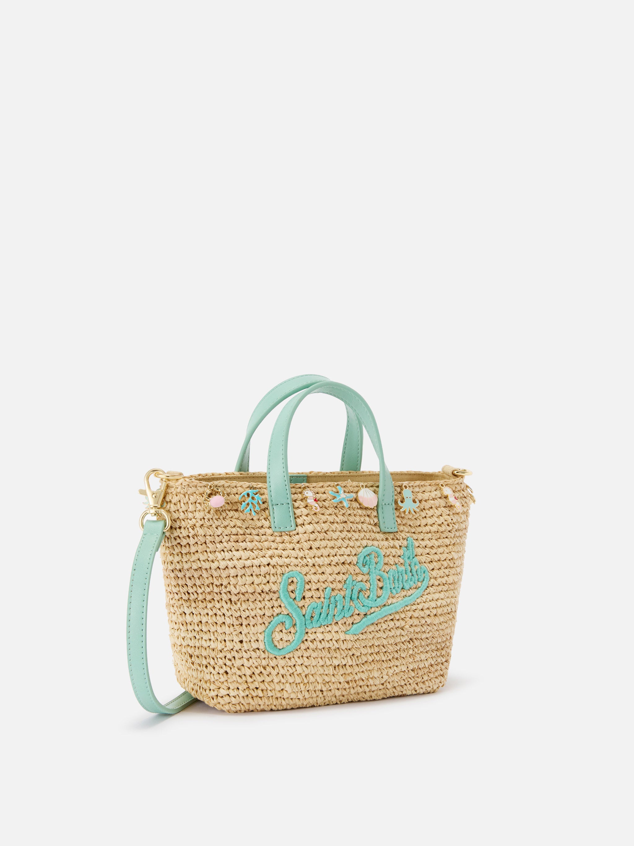 mc2-saint-barth-borsa-city-mini-in-raffia-naturale-e-turchese-con-charms image 3