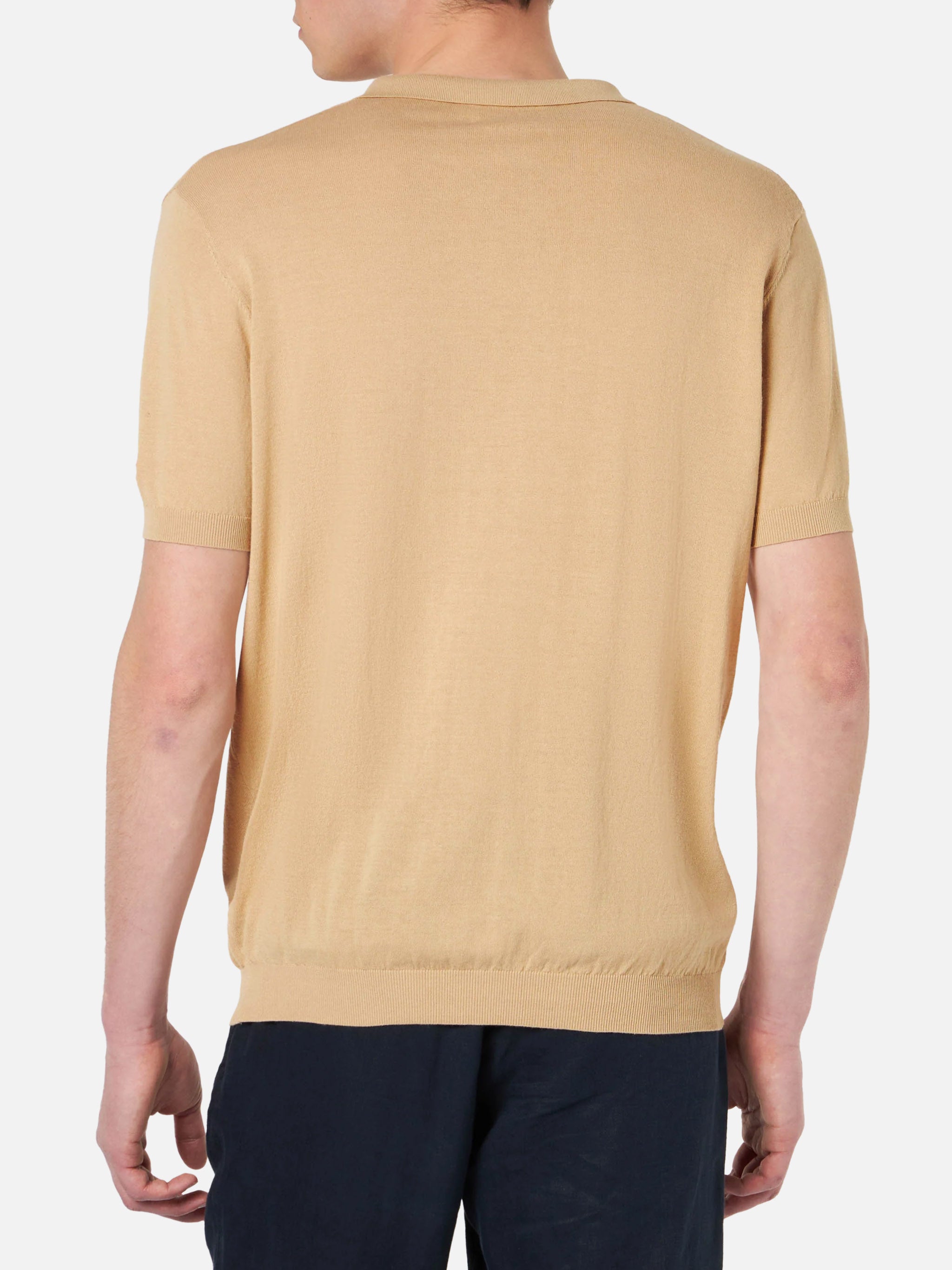 mc2-saint-barth-polo-sloan-uomo-in-maglia-beige-senza-bottoni image 3