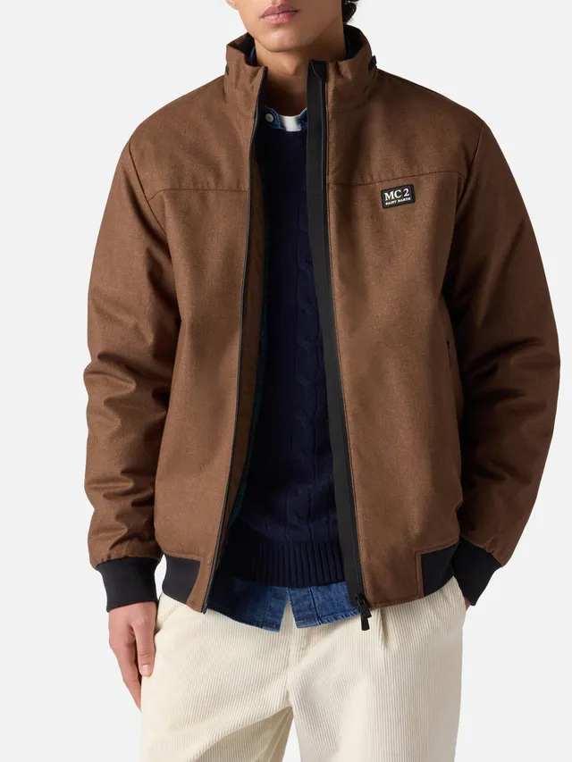 mc2-saint-barth-country-giubbotto-bomber-uomo-in-lana-marrone-con-fodera-in-tedd image 1