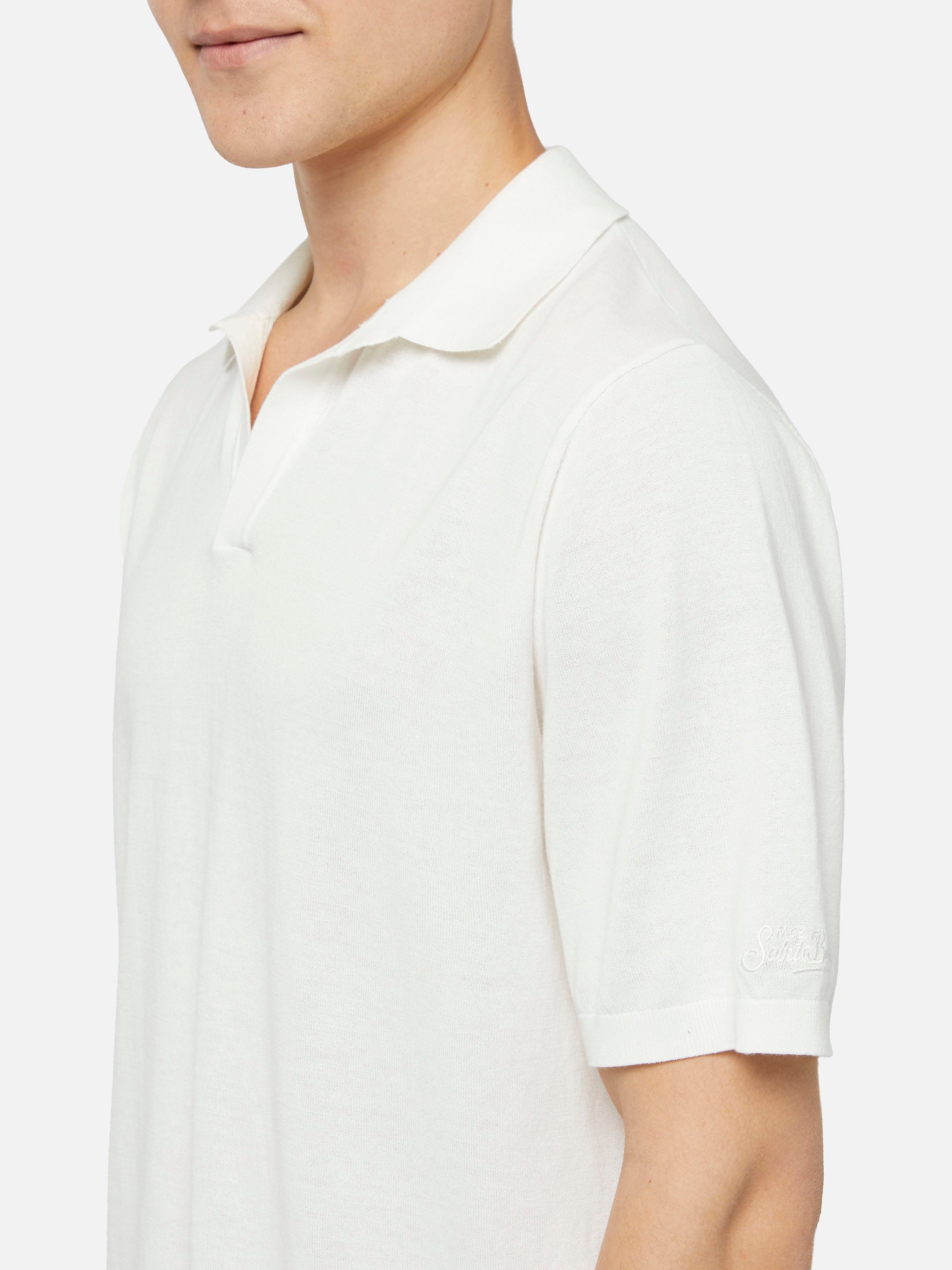 mc2-saint-barth-polo-sloan-uomo-in-maglia-bianca-senza-bottoni image 3