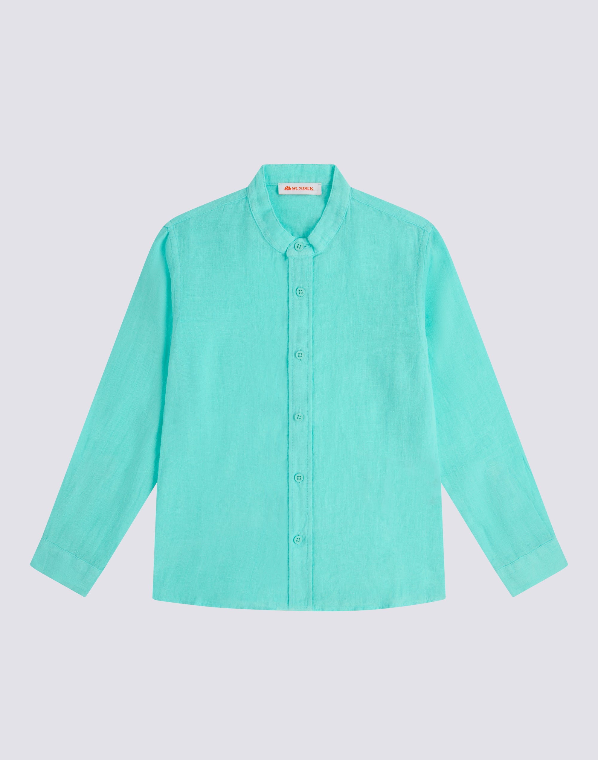 sundek-b821shli5tc-camicia-bambino-in-lino-con-colletto-alla-coreana image 1