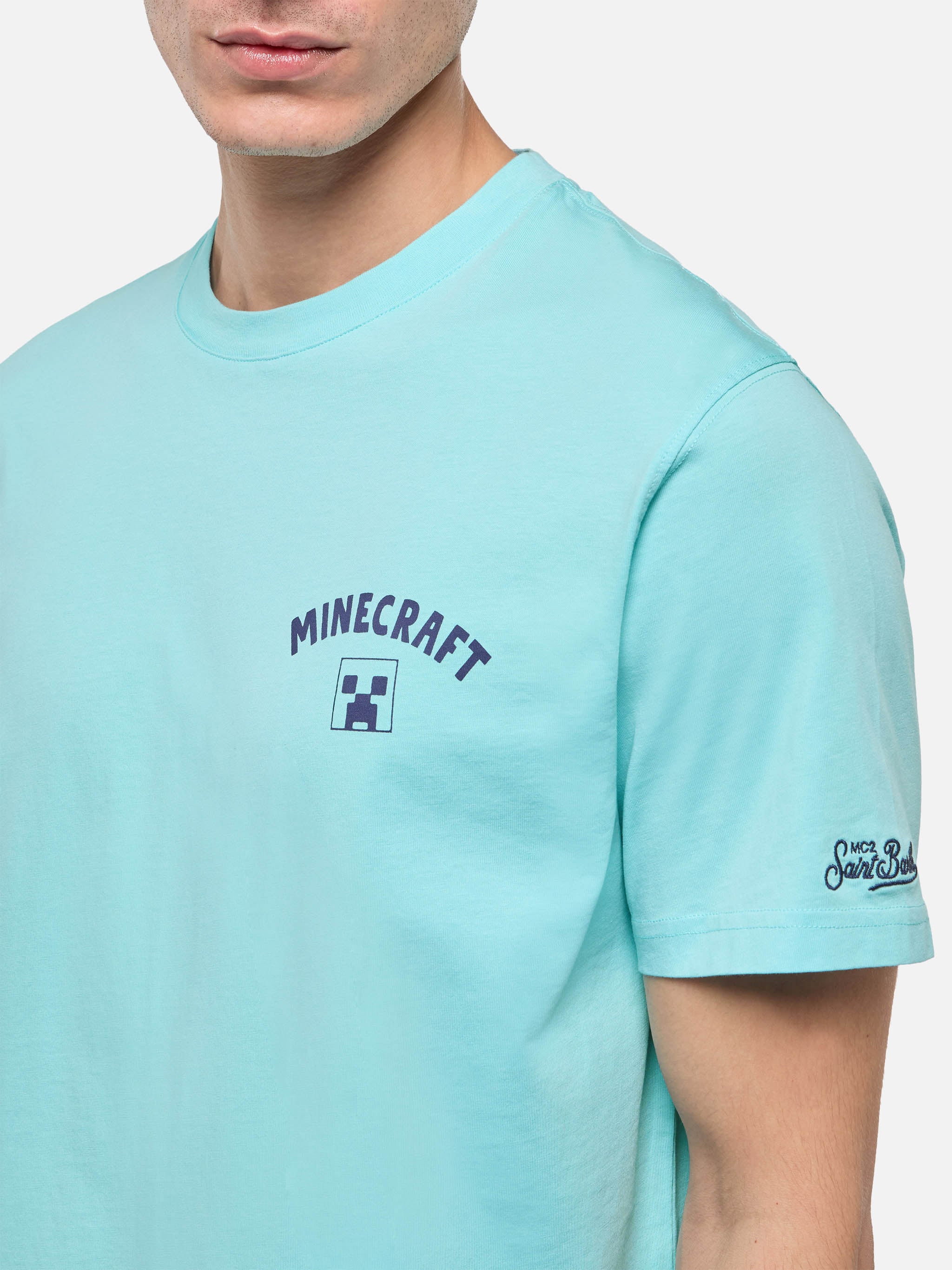 mc2-saint-barth-man-t-shirt-cotone-verde-stampa-minecraft-st-barth-special-editi image 4