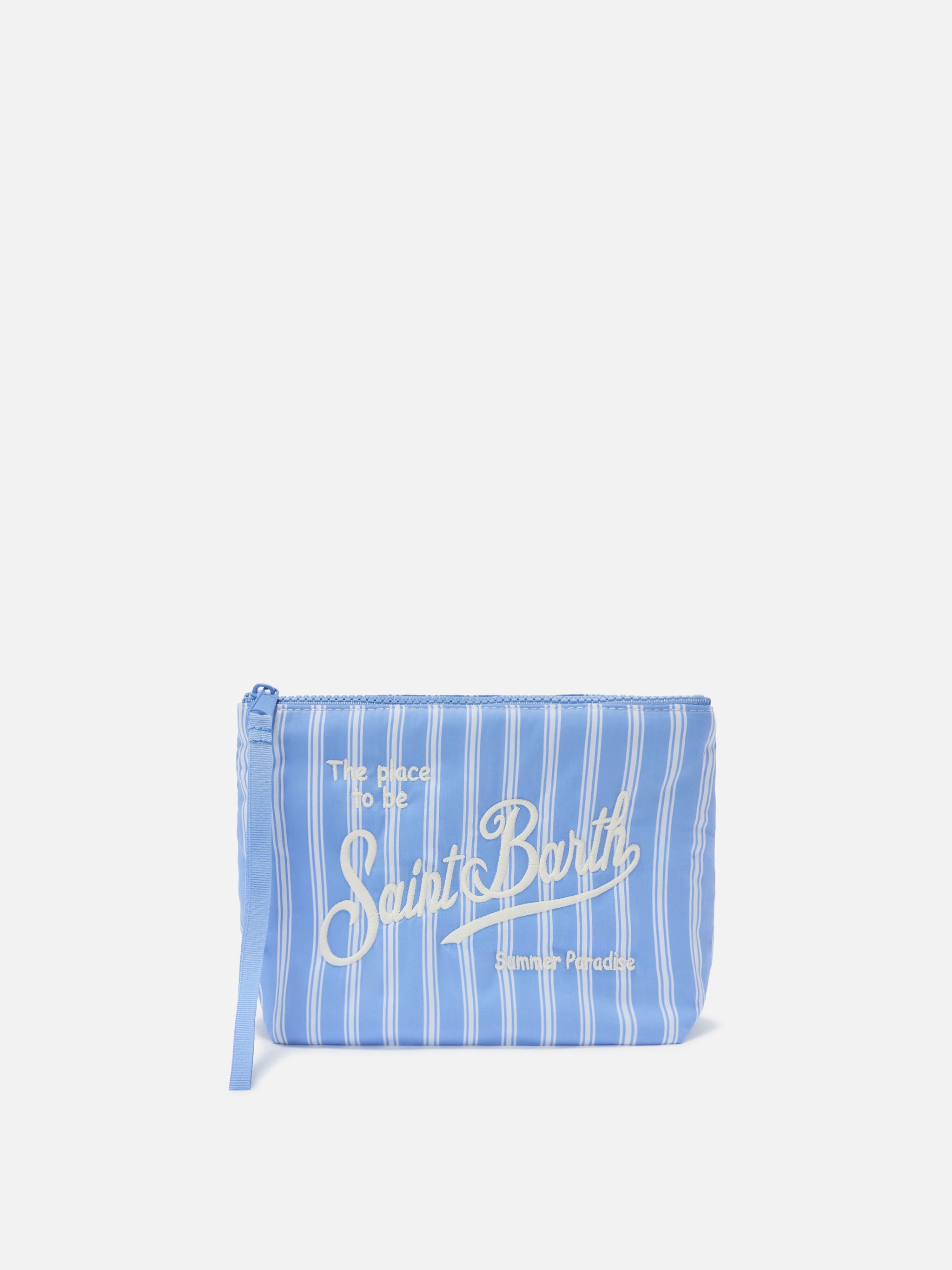 mc2-saint-barth-pochette-aline-in-cotone-azzurro-e-bianco-a-righe-larghe-con-lac image 1