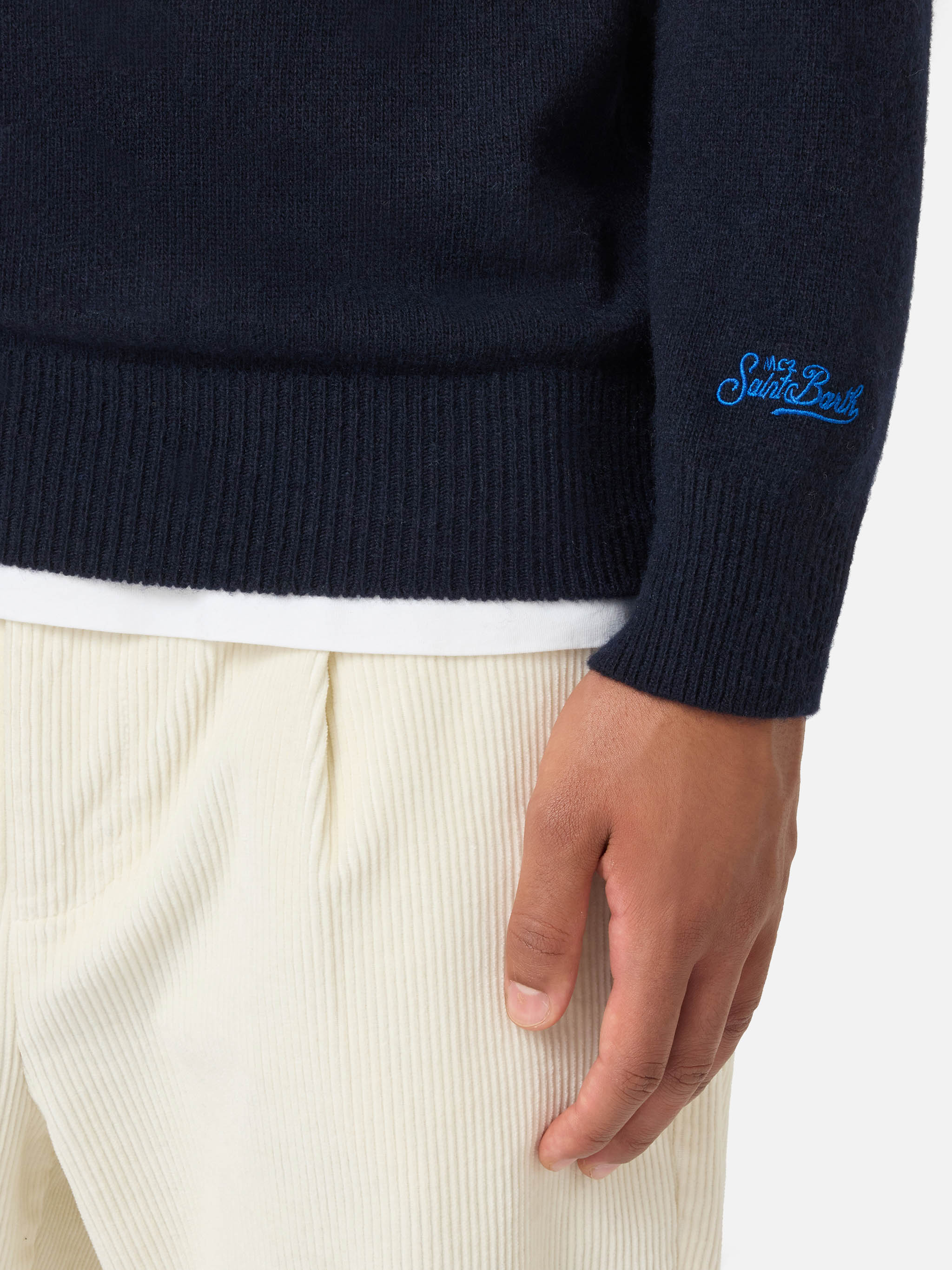 mc2-saint-barth-maglione-girocollo-heron-uomo-blu-ricamo-apres-ski image 4