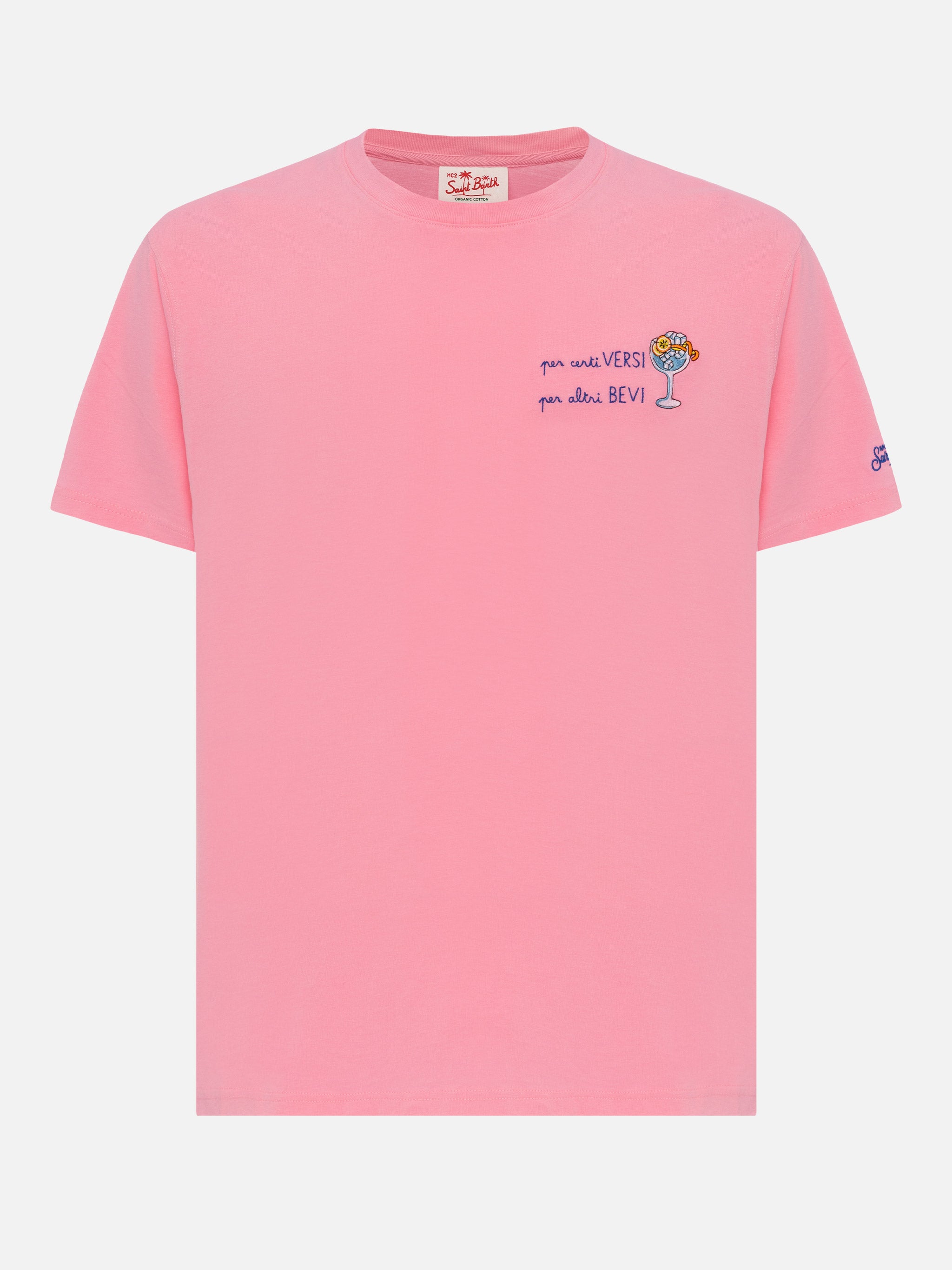 mc2-saint-barth-portofino-t-shirt-uomo-cotone-organico-rosa-ricamo image 4