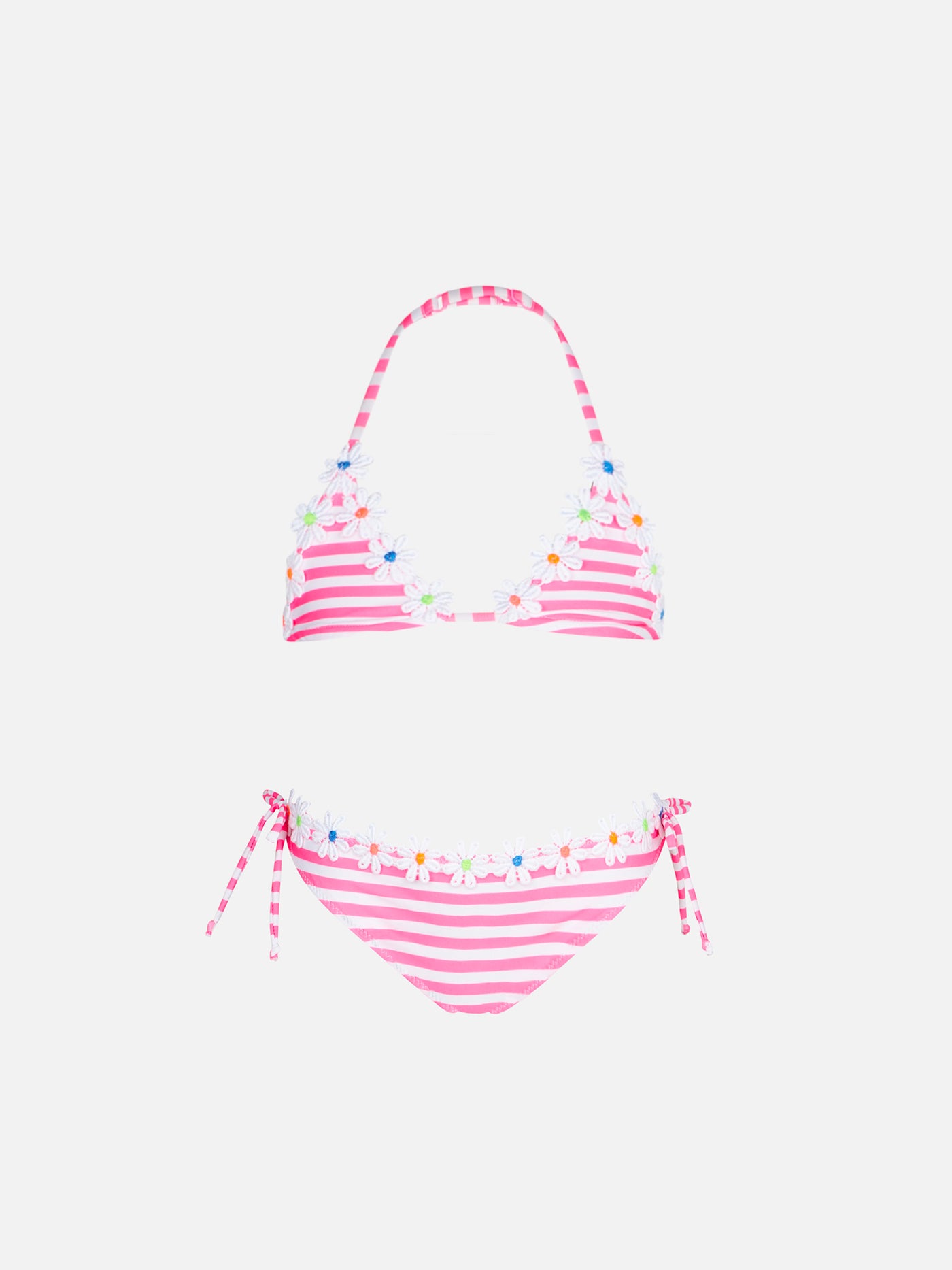 mc2-saint-barth-bikini-da-bambina-a-triangolo-con-righe-rosa-fluo-bf25 image 1