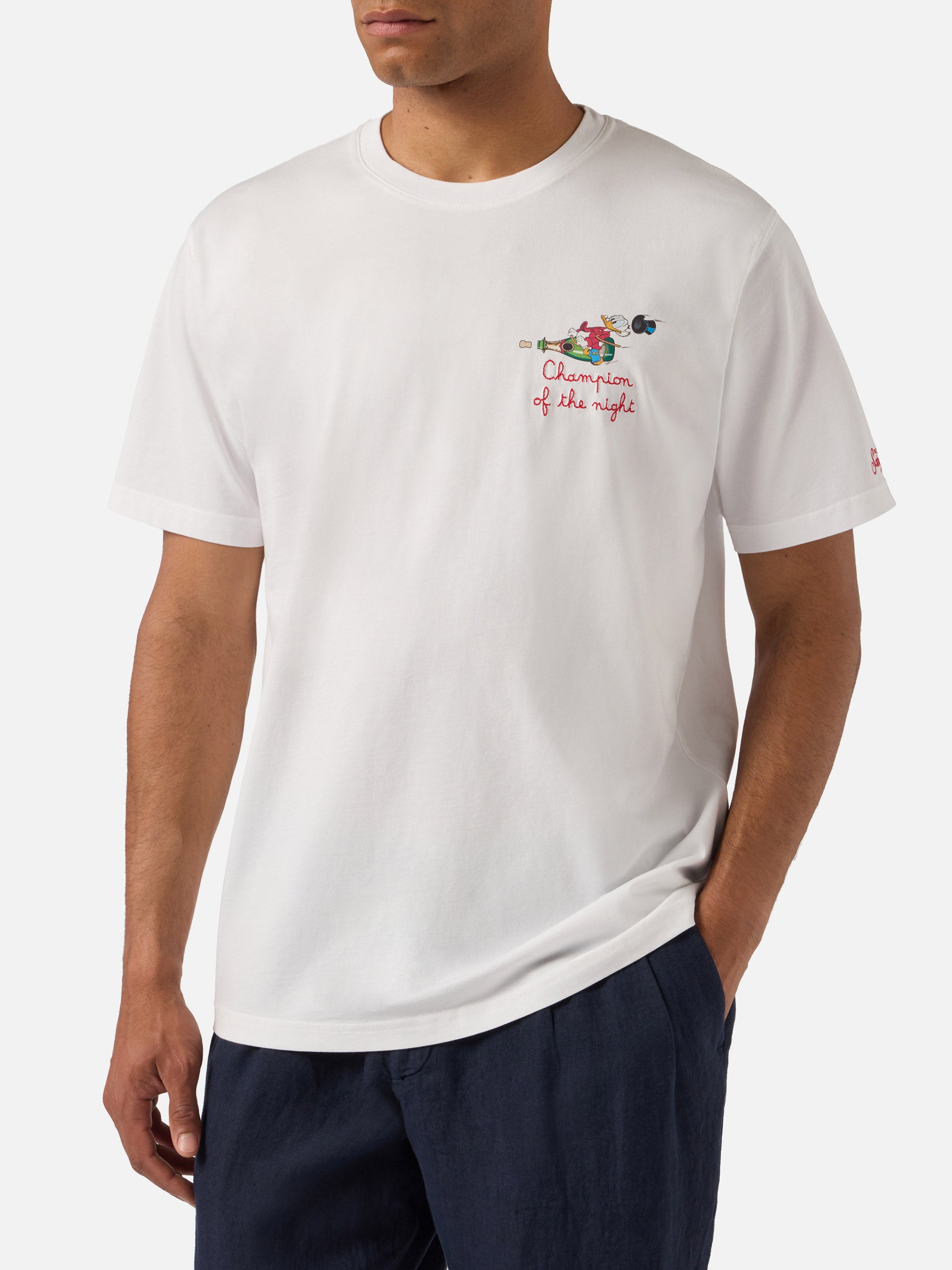 t-shirt-mc2-saint-barth-portofino-bianca-con-ricamo-champion-of-the-night-disney image 3