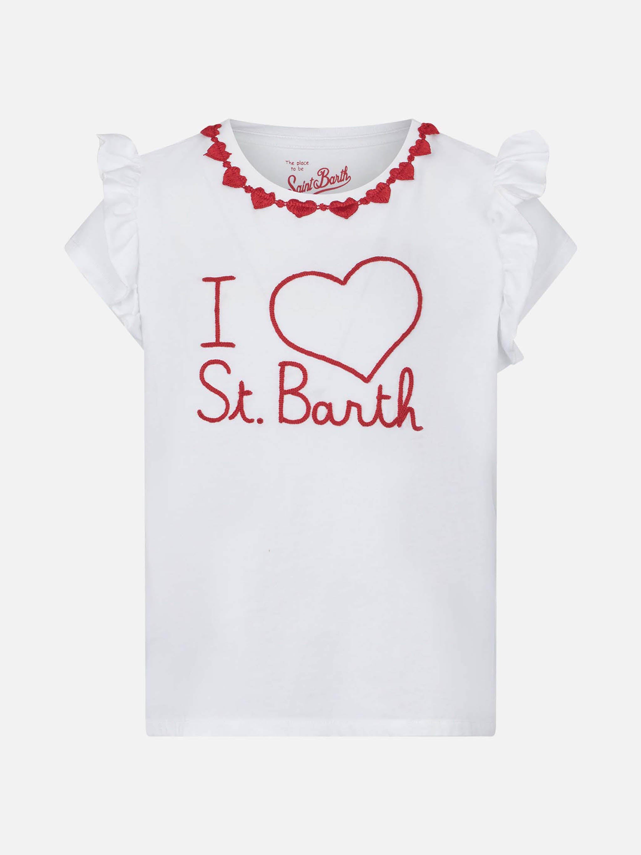 mc2-saint-barth-t-shirt-da-bambina-in-cotone-con-balza-e-ricamo-i-love-st-barth- image 1