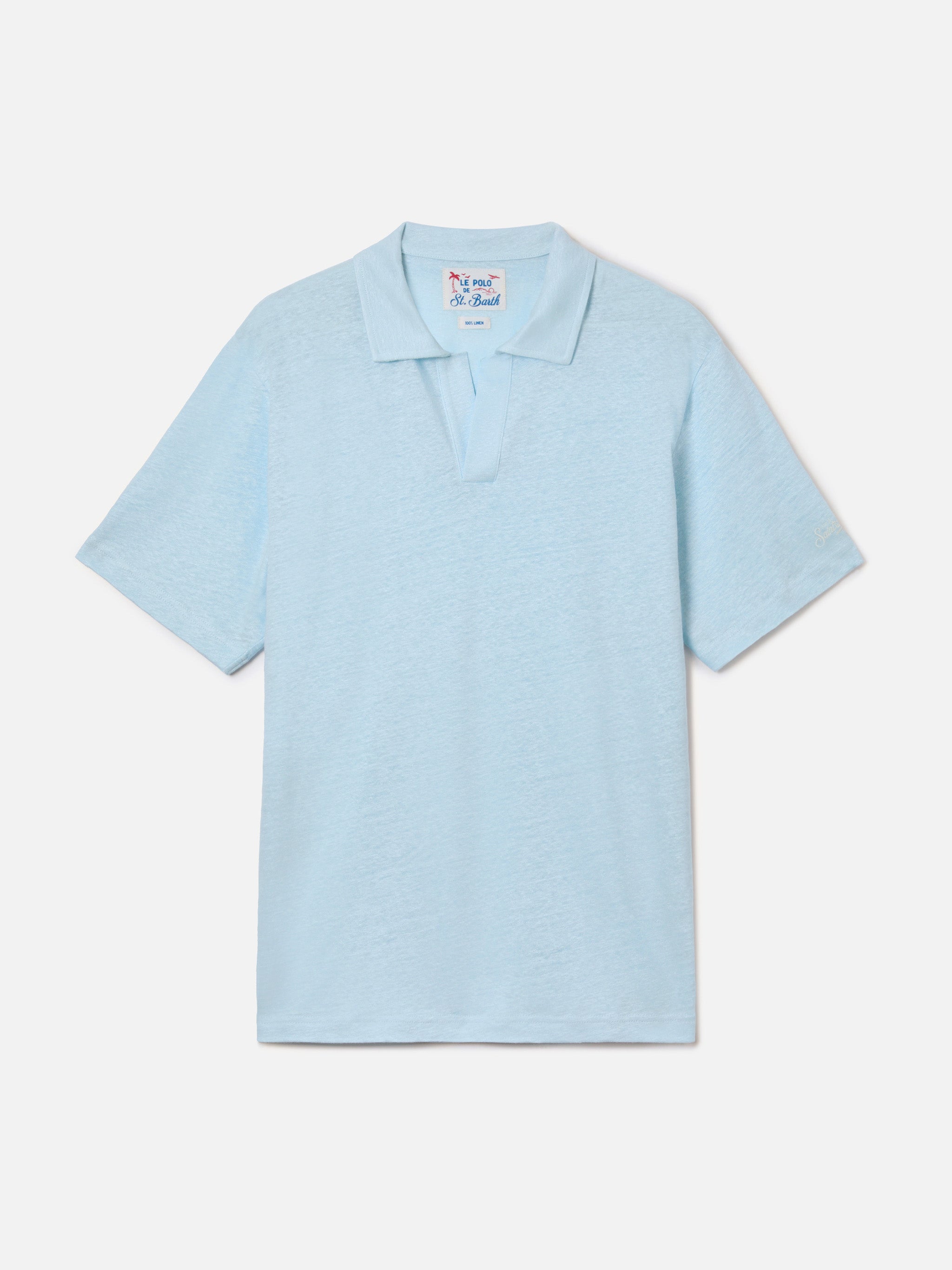 mc2-saint-barth-fraser-polo-uomo-in-puro-lino-azzurro image 4