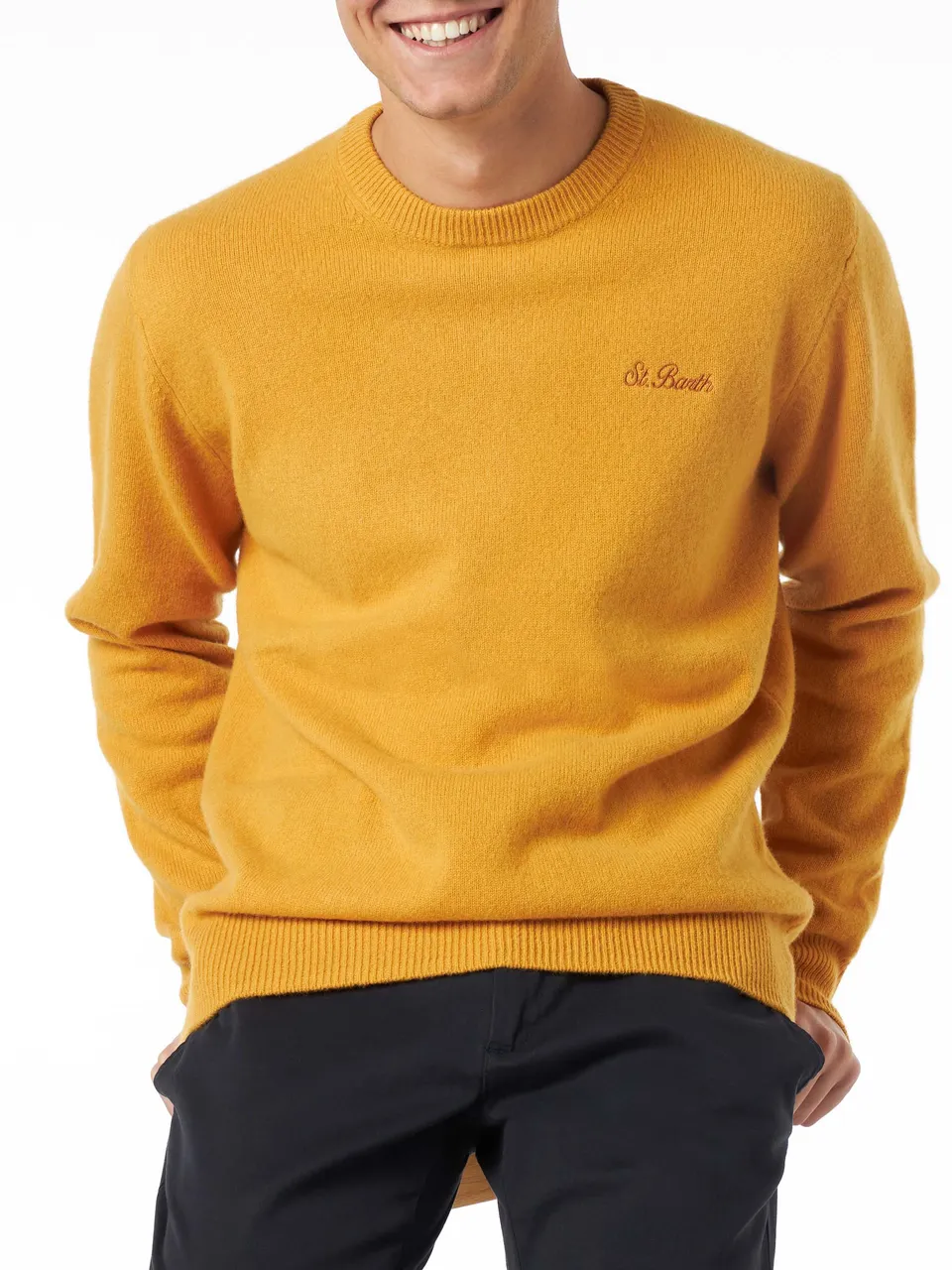 mc2-saint-barth-maglione-regent-uomo-girocollo-lambswool-giallo-ocra image 1