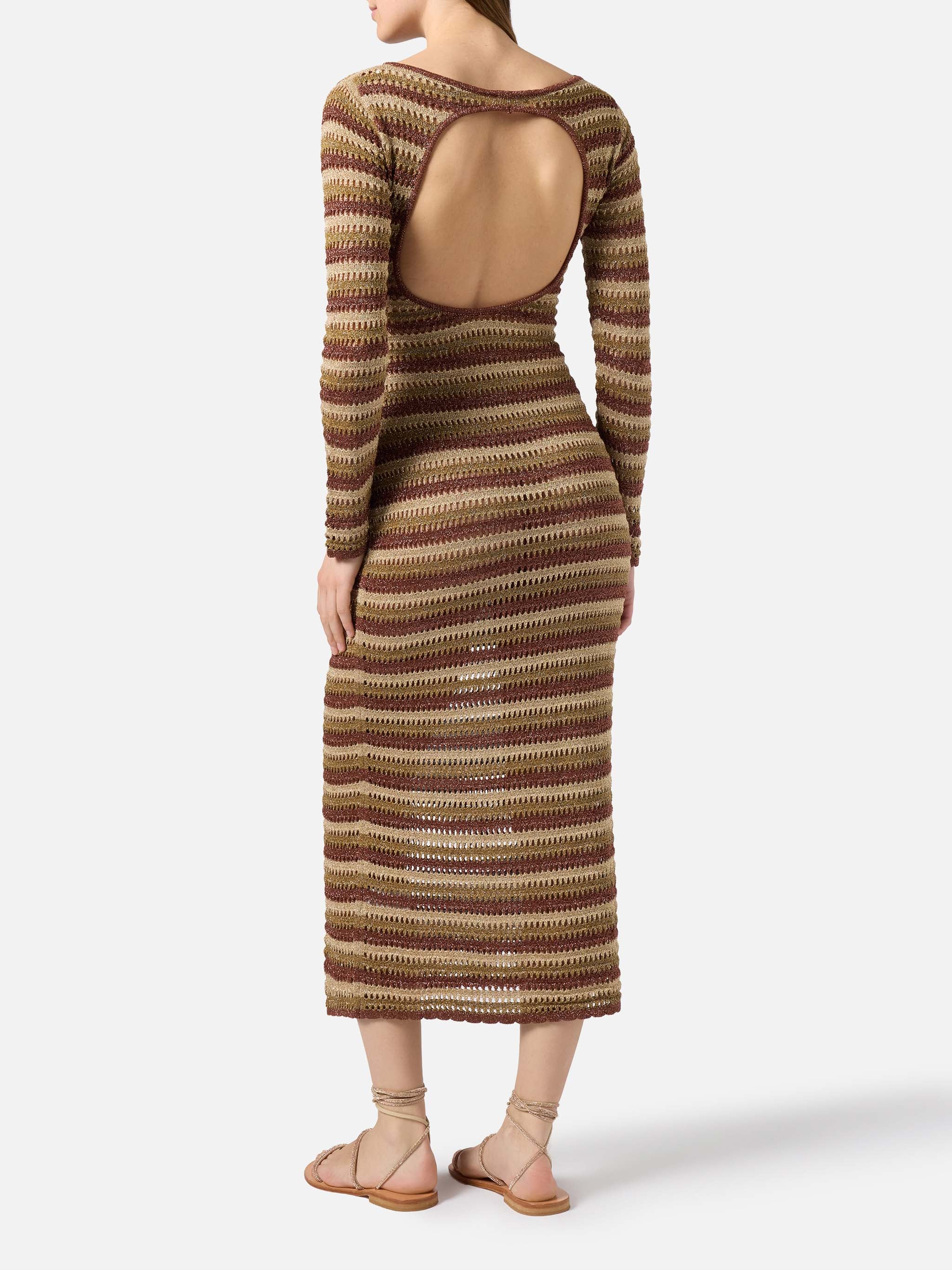 abito-lungo-mc2-saint-barth-robyn-in-crochet-a-righe-giallo-scollo-a-barchetta-e image 3