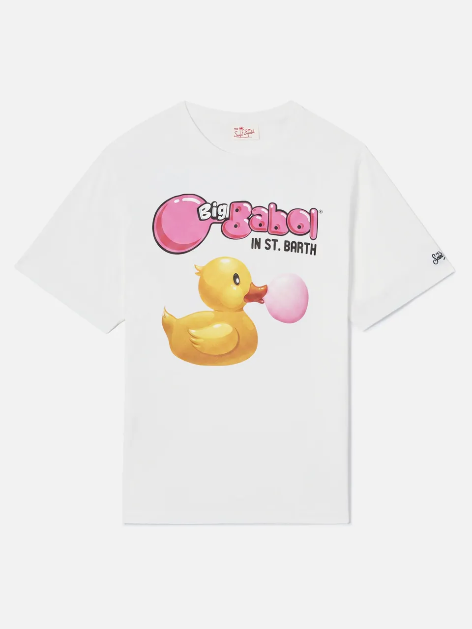 mc2-saint-barth-t-shirt-uomo-bianca-stampa-papera-big-babol-edizione-speciale image 1