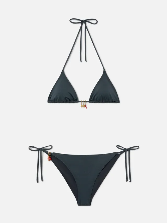 mc2-saint-barth-leah-virgo-bikini-donna-grigio-scuro-glossy-con-charms image 1