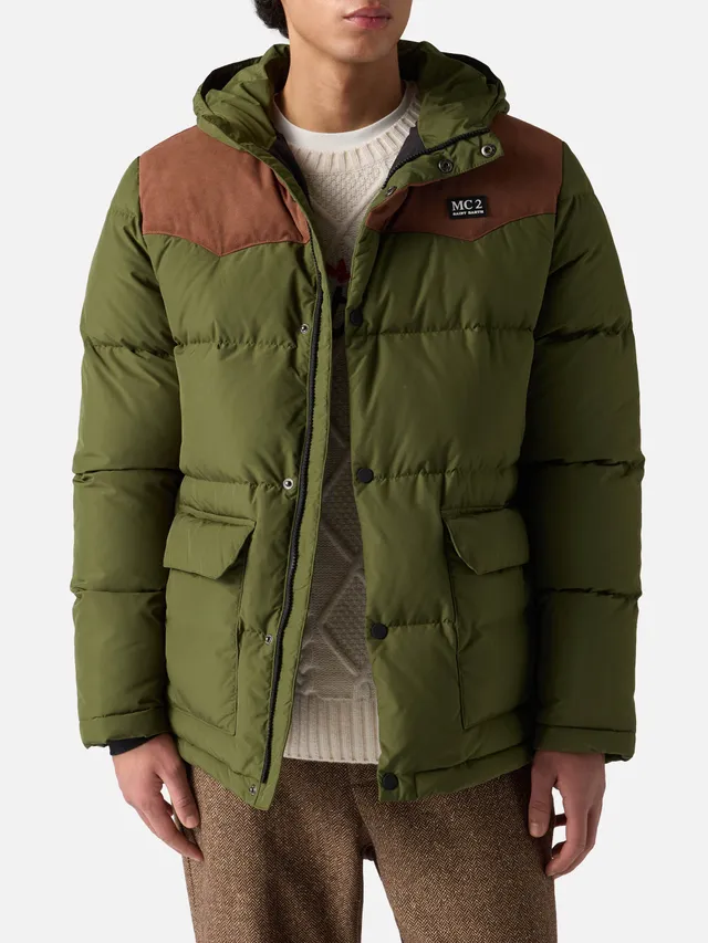 mc2-saint-barth-piumino-uomo-baxter-verde-militare-con-cappuccio image 1