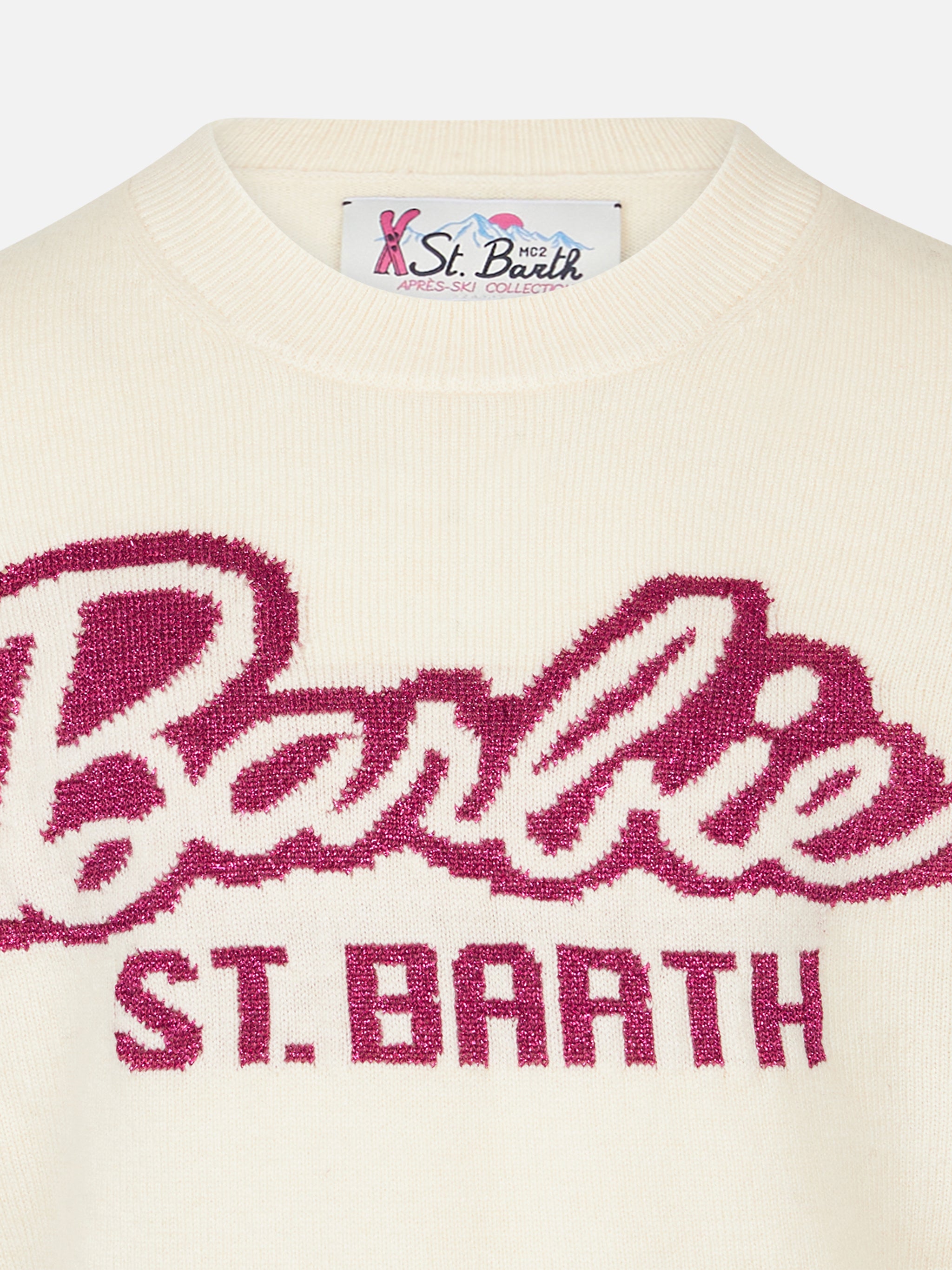 mc2-saint-barth-barbie-edizione-speciale-maglione-bambina-girocollo-bianco-stamp image 2
