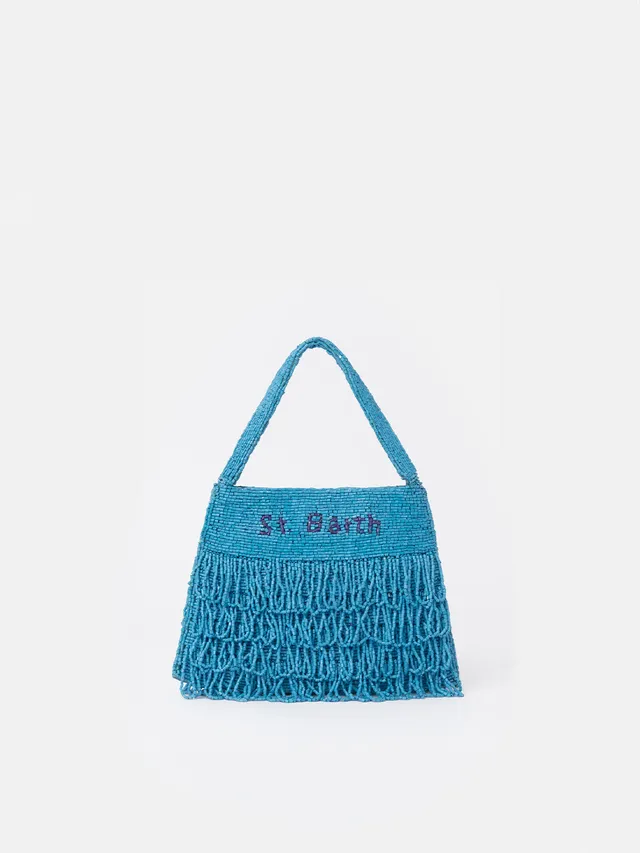 mc2-saint-barth-mini-bag-pearl-in-perline-turchesi-con-frange-e-logo-st-barth image 1