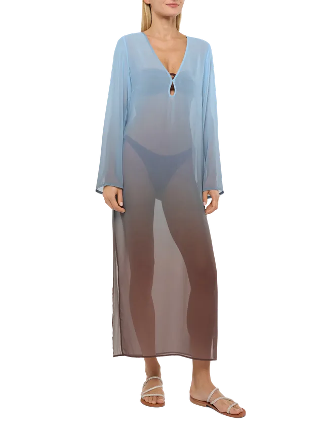 mc2-saint-barth-agatha-abito-maxi-georgette-v-neck-blu-marrone image 1