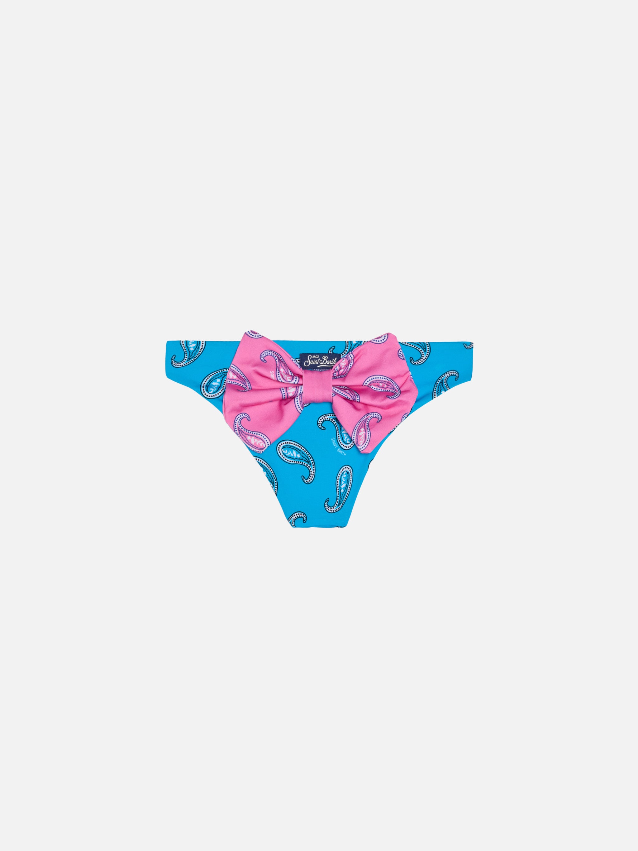 mc2-saint-barth-slip-da-bagno-bambina-stampa-paisley-azzurra-con-fiocco-rosa image 1