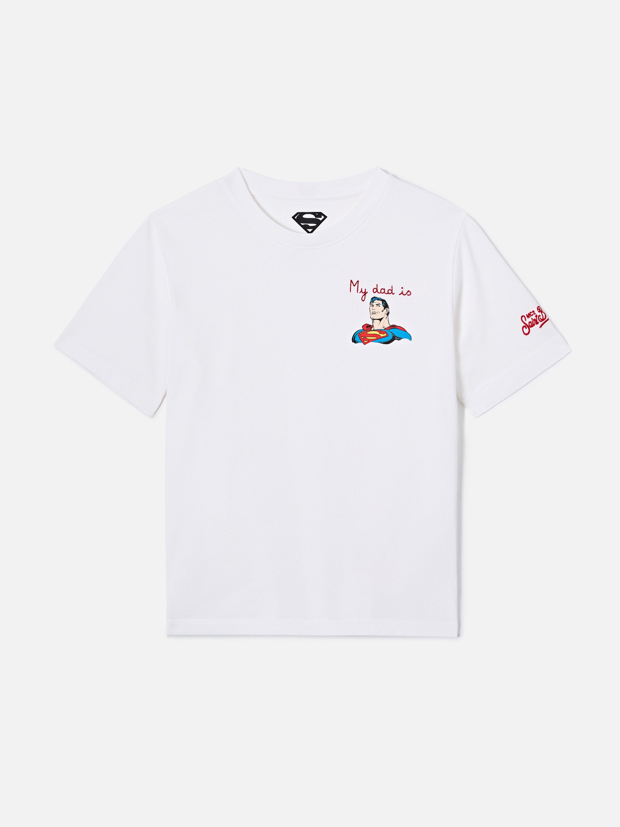 mc2-saint-barth-portofino-jr-t-shirt-bambino-bianca-my-dad-is-superman-special-e image 1
