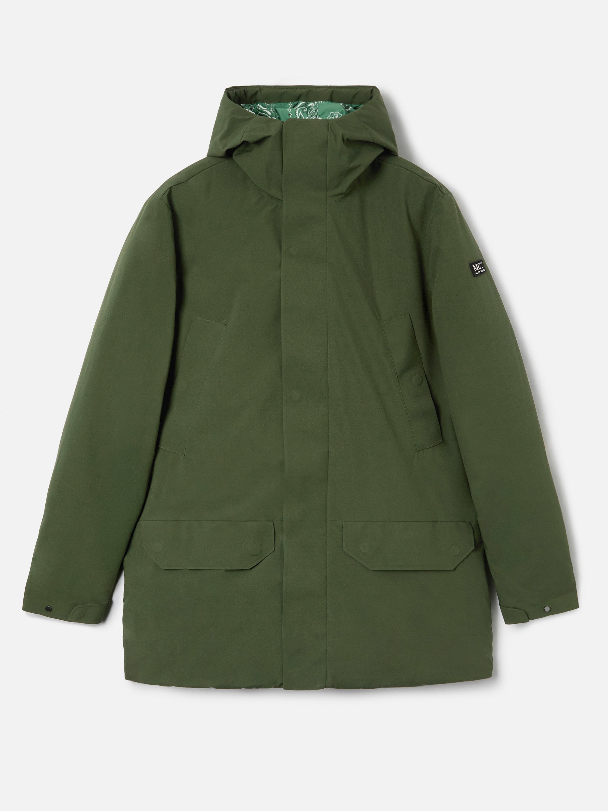 mc2-saint-barth-voyager-down-parka-uomo-bandana-verde-militare-antivento image 7