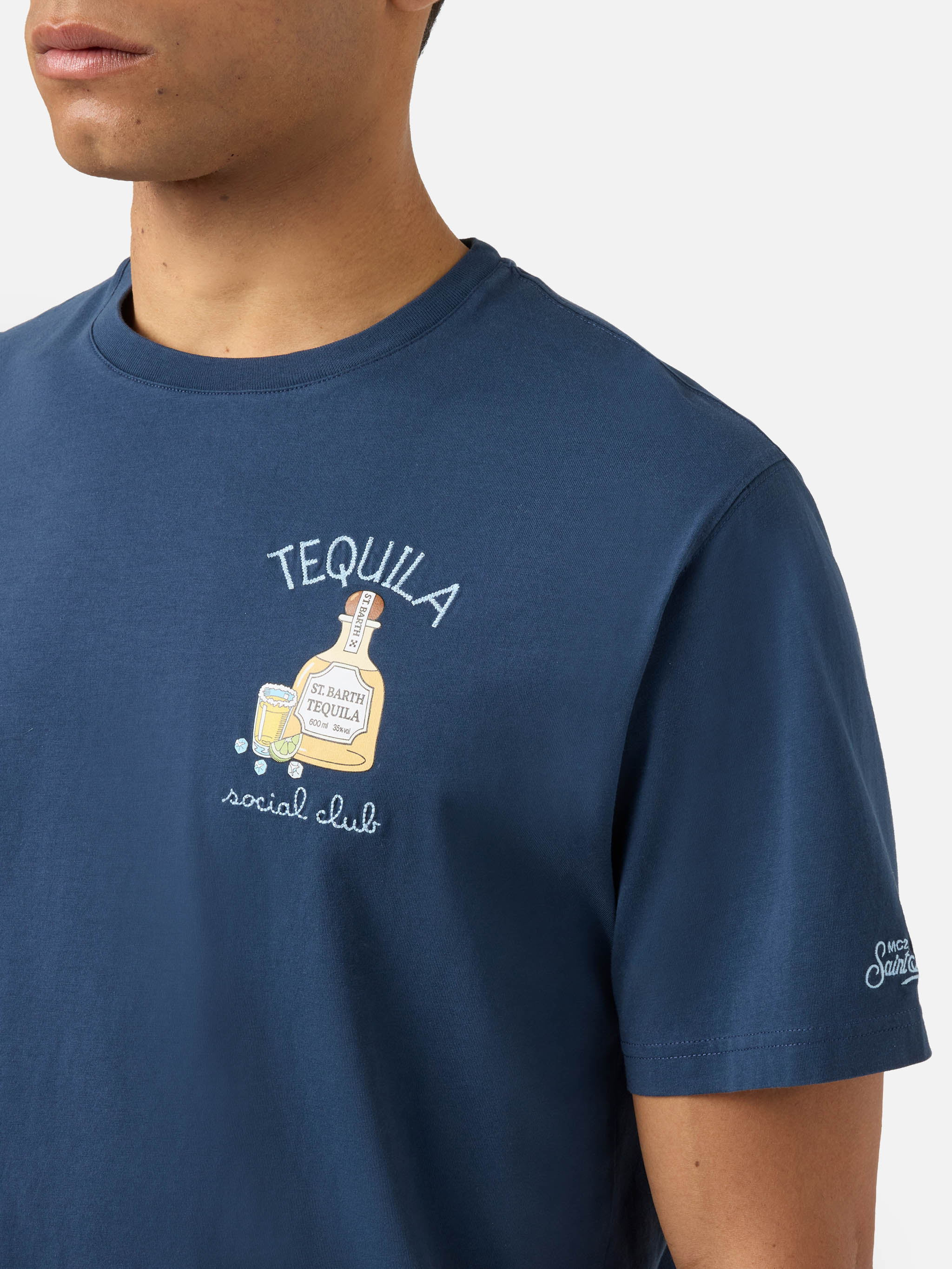 mc2-saint-barth-portofino-t-shirt-uomo-blu-ricamo-tequila-social-club image 2