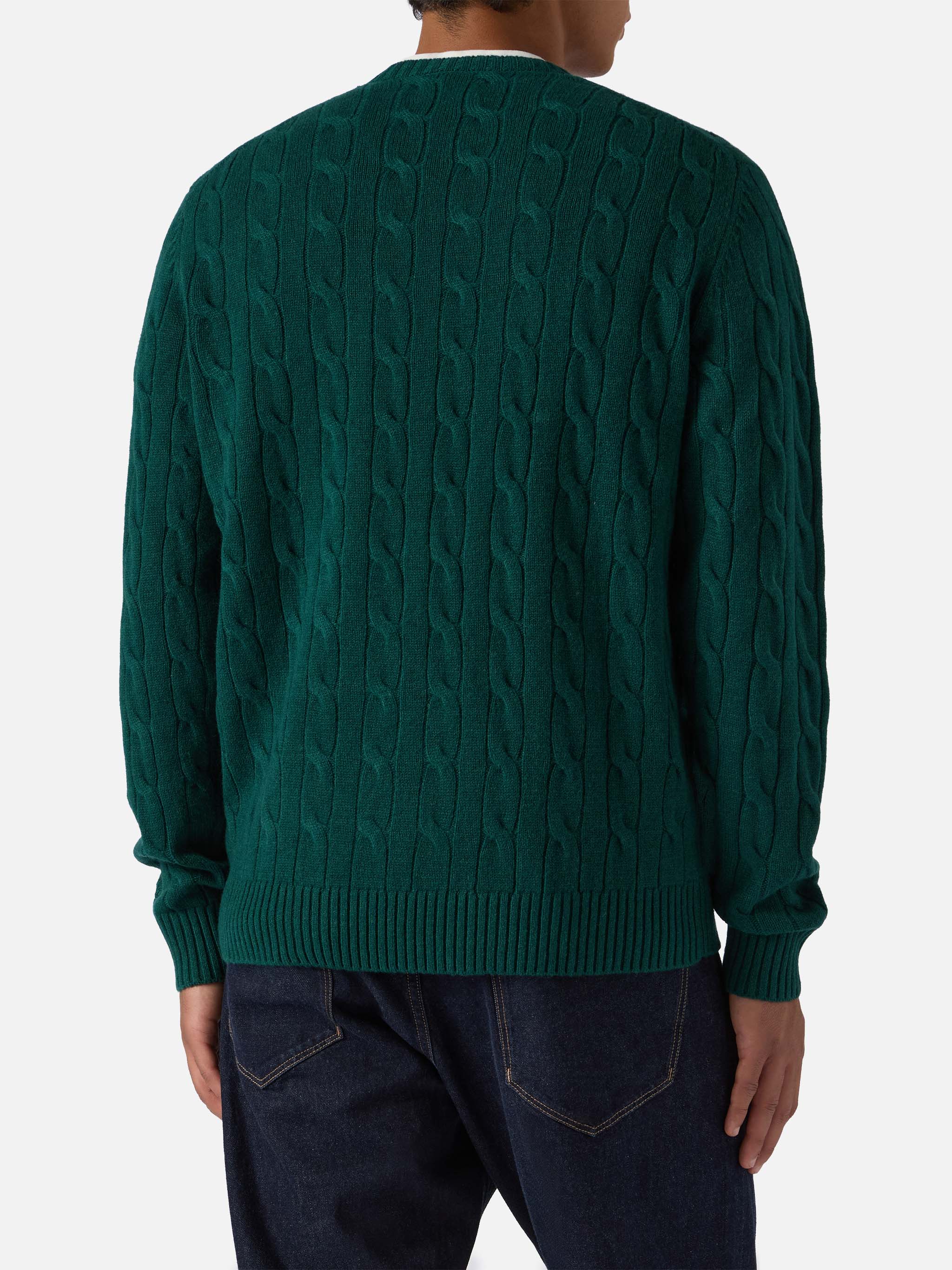 maglione-girocollo-regent-mc2-saint-barth-a-trecce-in-100-lana-verde-inglese image 3