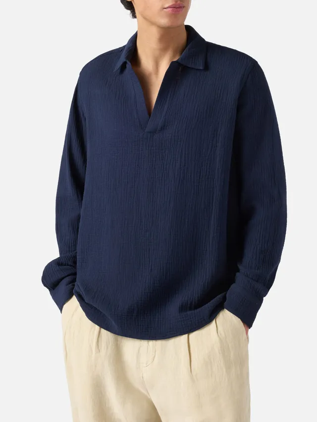 mc2-saint-barth-polo-ventotene-in-cotone-waffle-blu-navy image 1