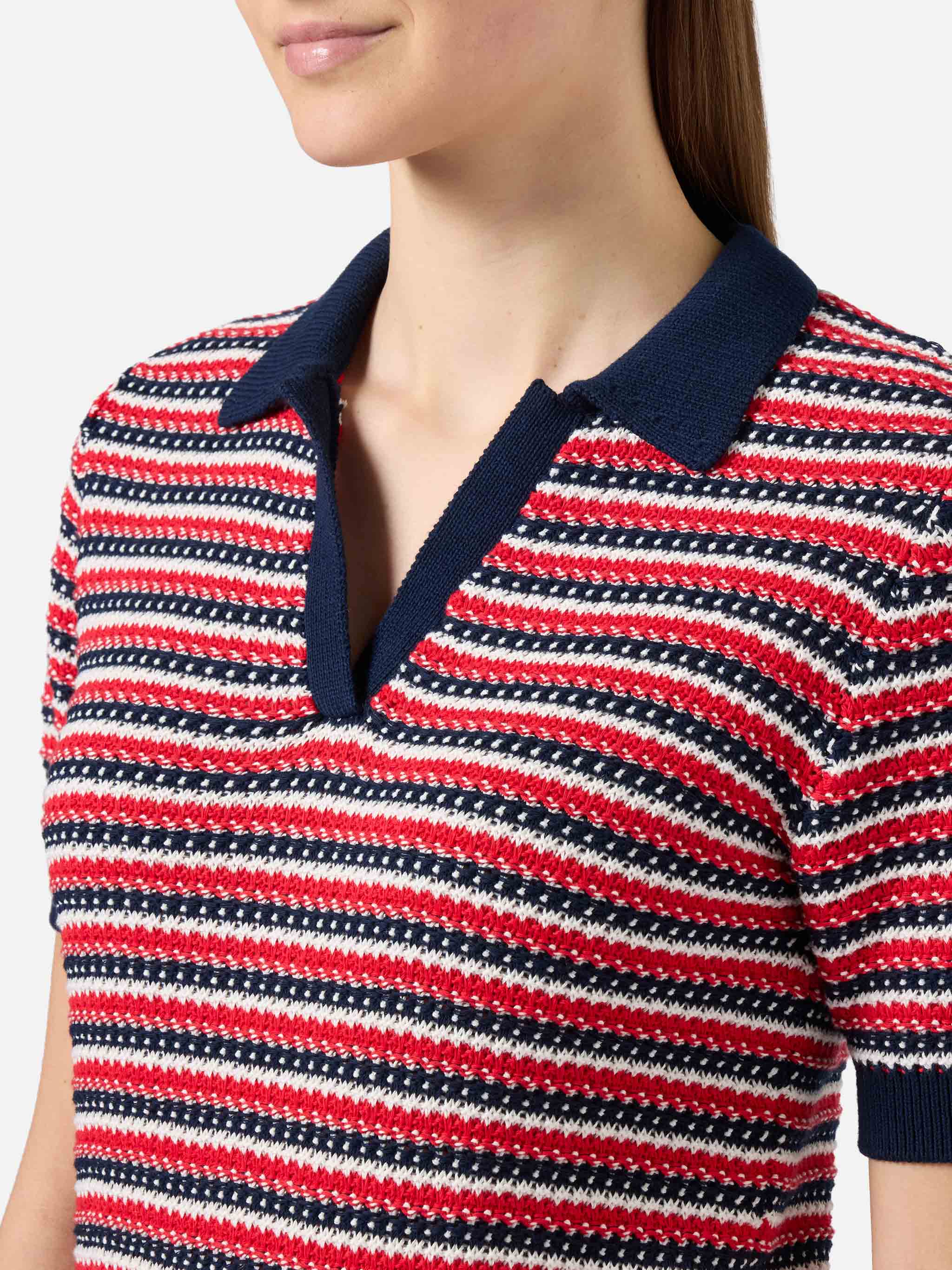 mc2-saint-barth-polo-caddy-ridge-donna-in-maglia-di-puro-cotone-a-righe-blu-ross image 4