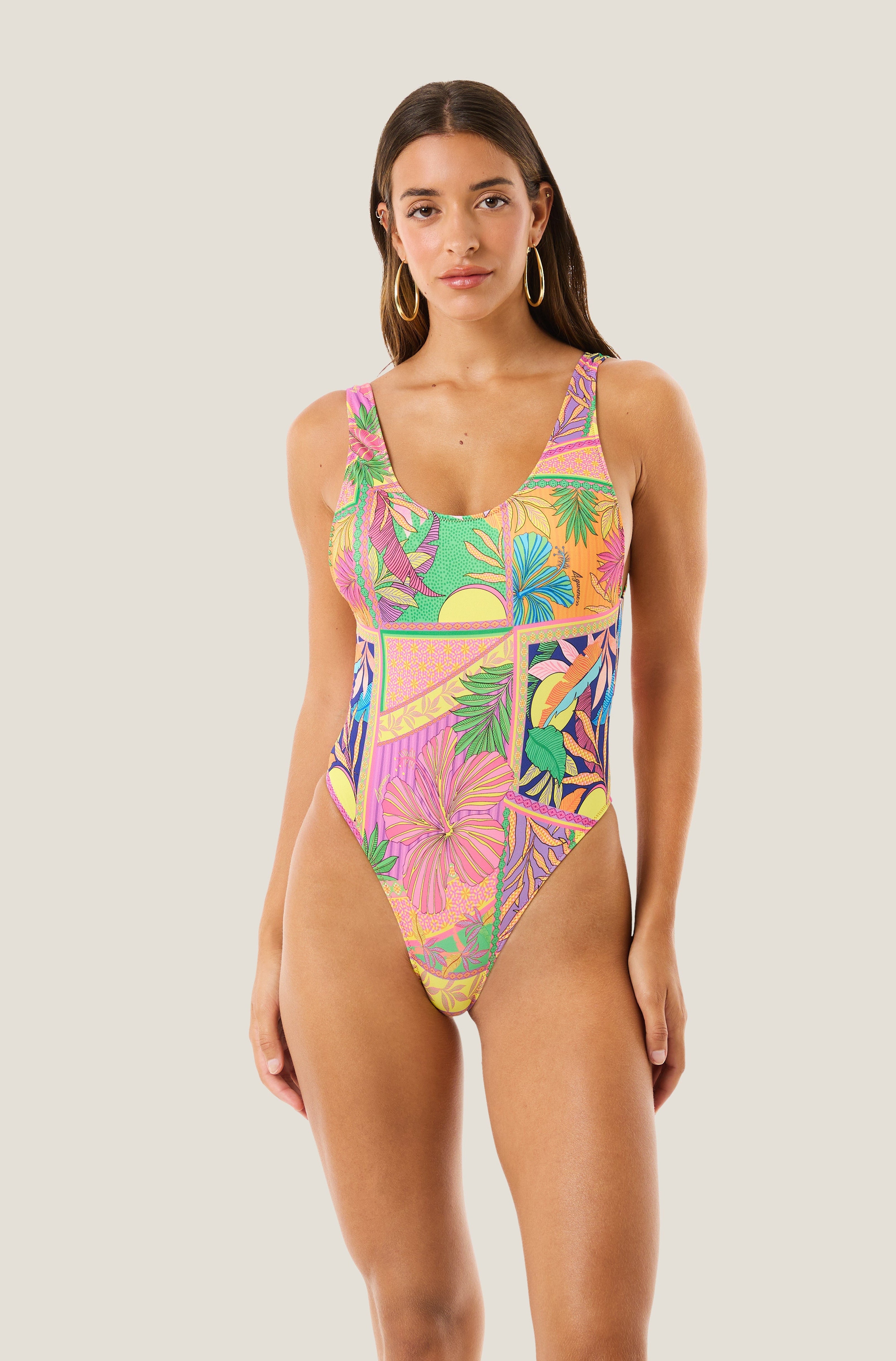 4giveness-pop-foulard-costume-intero-donna-in-lycra-stampata-tropical image 1
