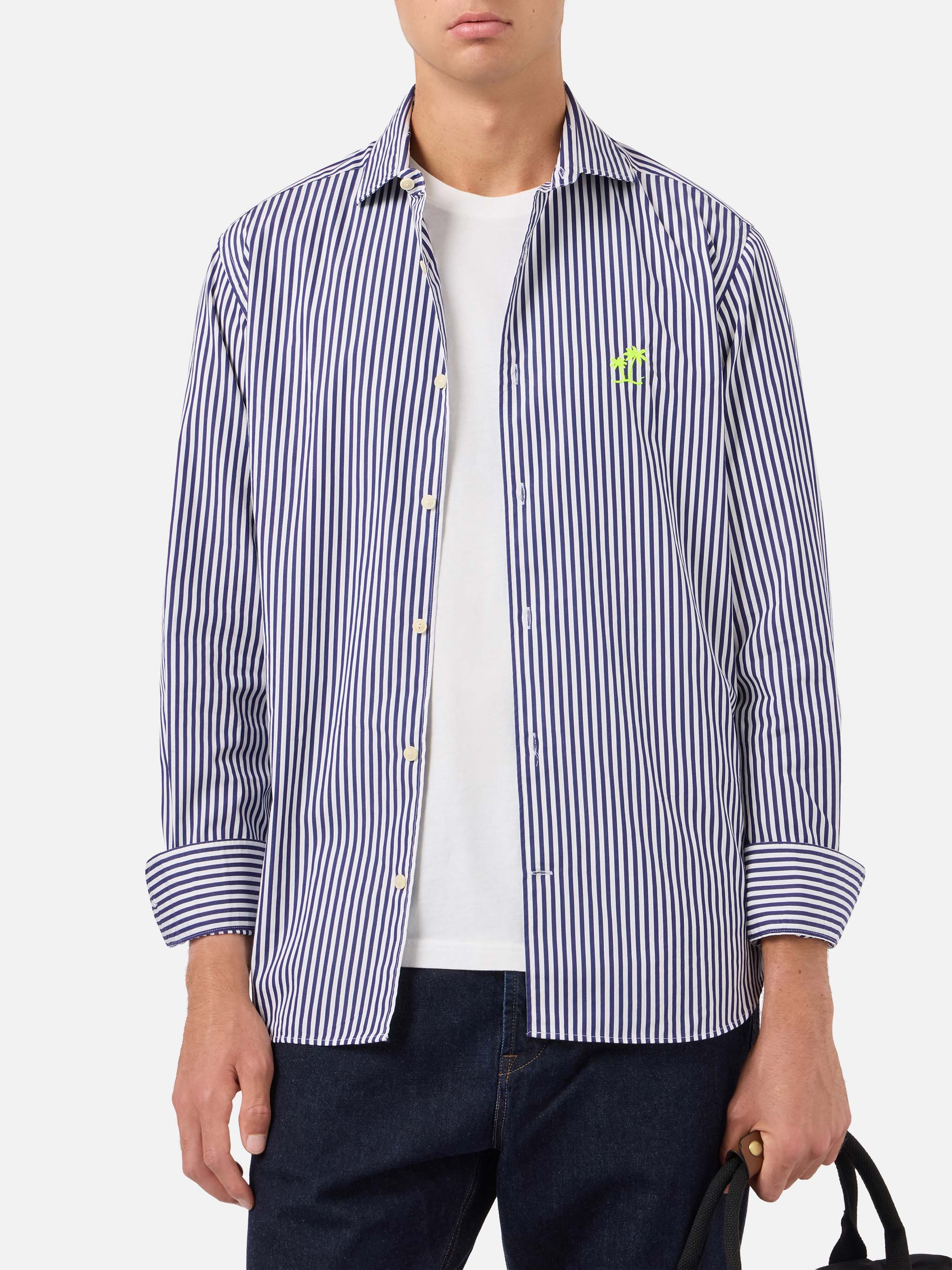 mc2-saint-barth-camicia-pamplona-uomo-in-cotone-a-righe-blu-navy-e-bianco image 1