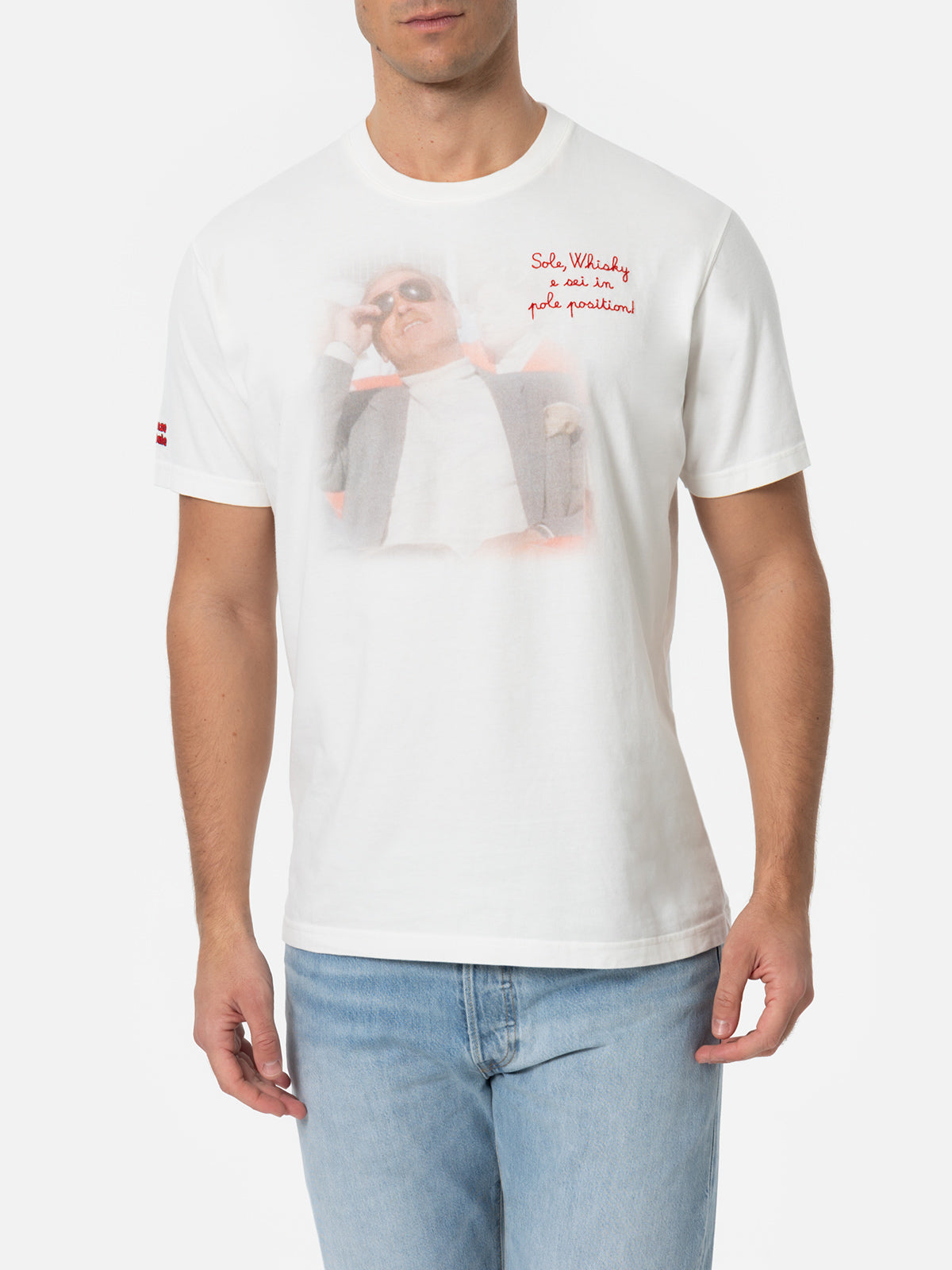 mc2-saint-barth-arnott-t-shirt-uomo-cotone-pesante-ricamo-sole-whisky-special-ed image 2
