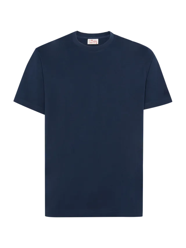 mc2-saint-barth-t-shirt-dover-in-jersey-di-cotone-blu-navy-con-ricamo-st-barth image 1