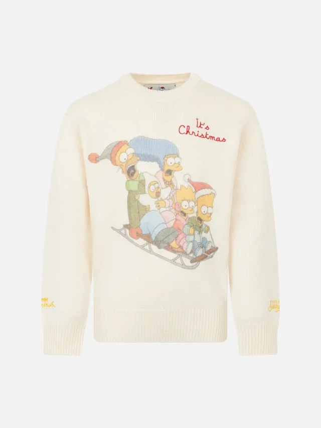 mc2-saint-barth-maglione-girocollo-bambino-bianco-stampa-jacquard-i-simpson image 1