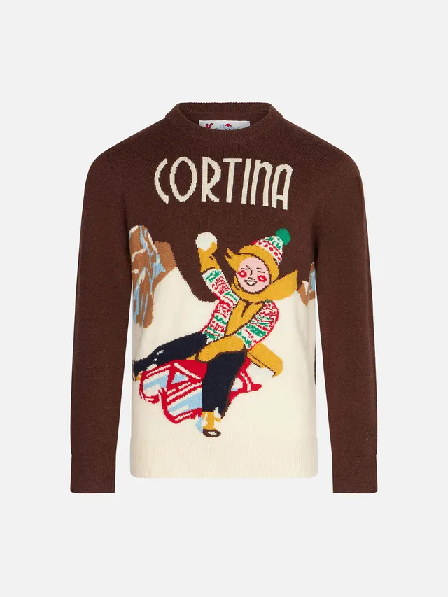 mc2-saint-barth-danya-maglione-bambino-jacquard-cartolina-cortina-marrone image 1