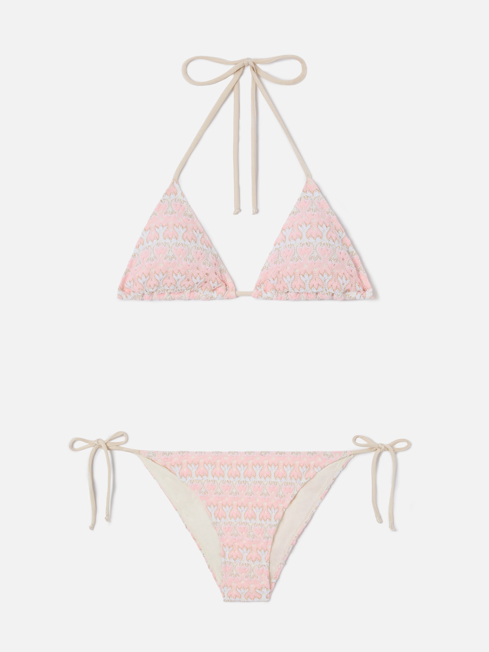 mc2-saint-barth-levyne-bikini-a-triangolo-in-raschel-floreale-rosa-e-panna image 1