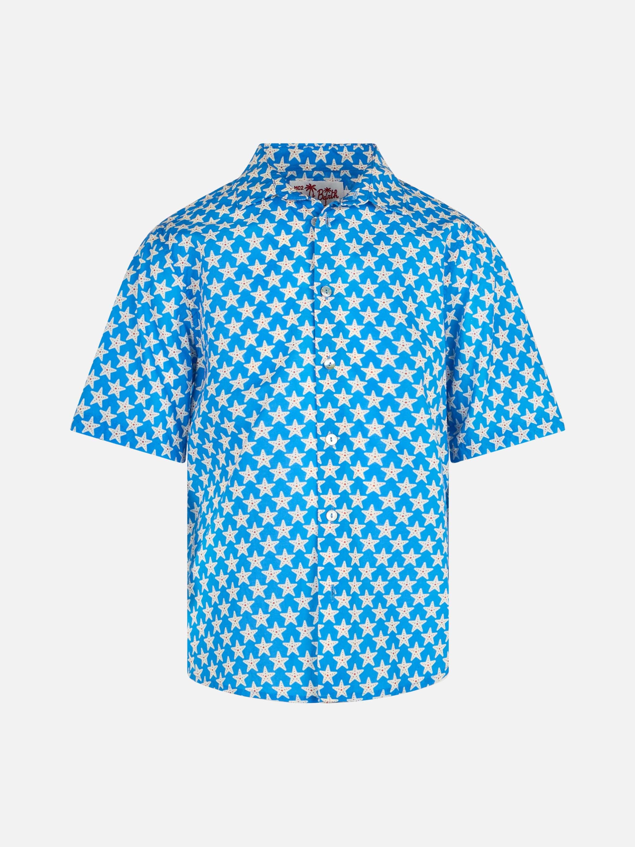 mc2-saint-barth-camicia-sikelia-bambino-mussola-cotone-blue-boy-stelle-marine image 1