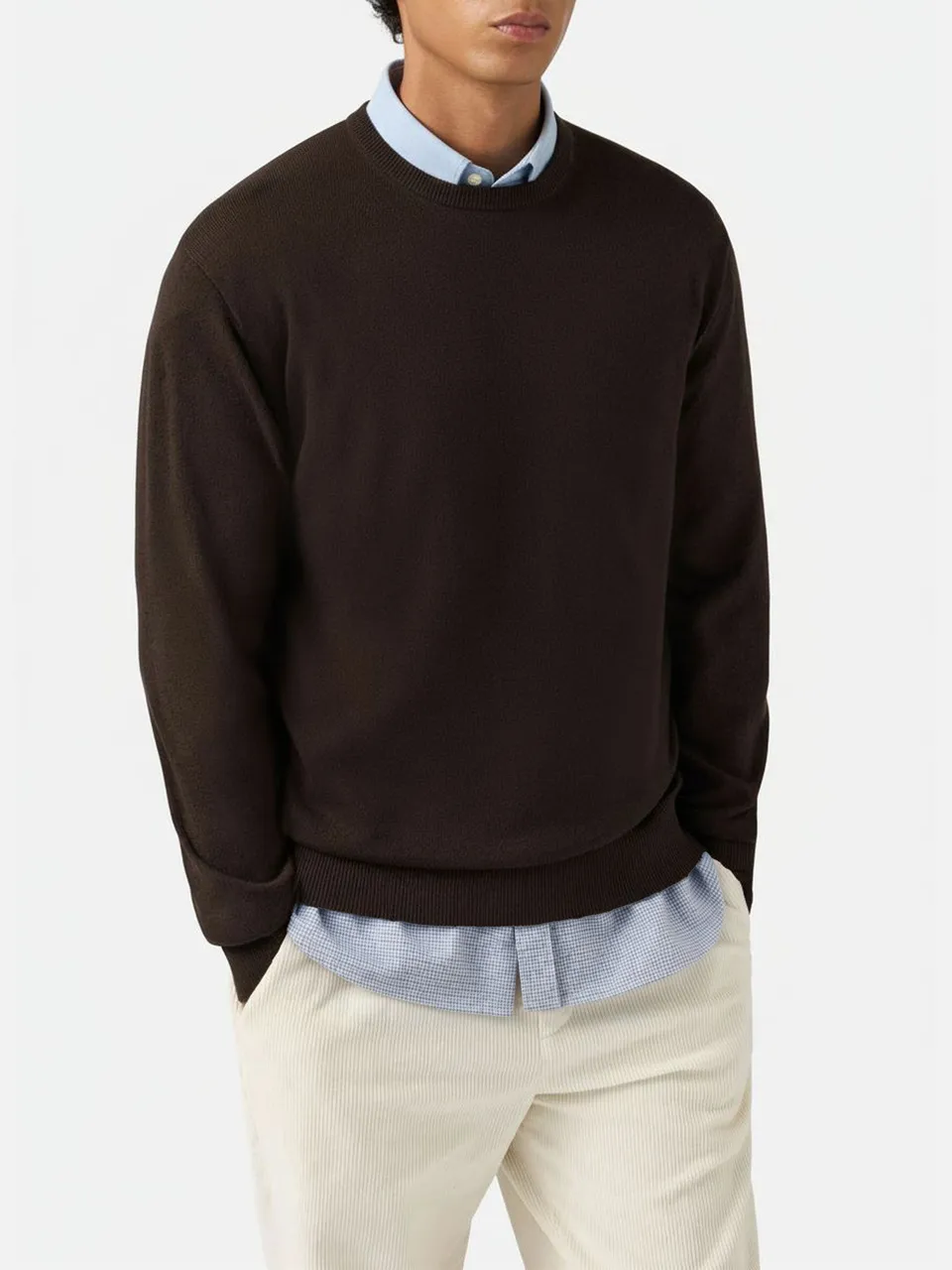 mc2-saint-barth-maglione-girocollo-regent-in-lana-merino-e-cashmere-marrone-da-u image 1