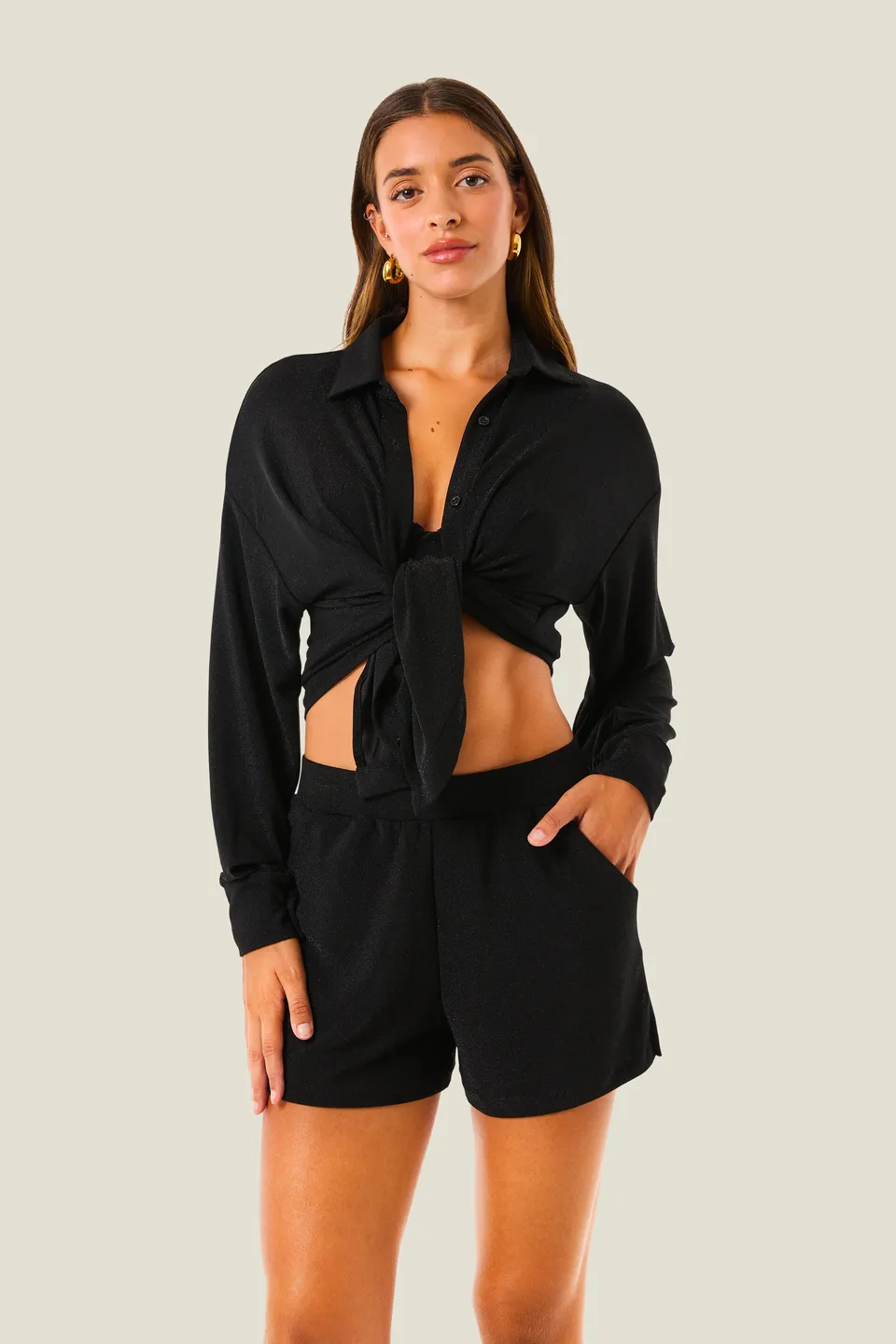 4giveness-camicia-con-nodo-lurex-resort-camicia-copricostume-donna image 1