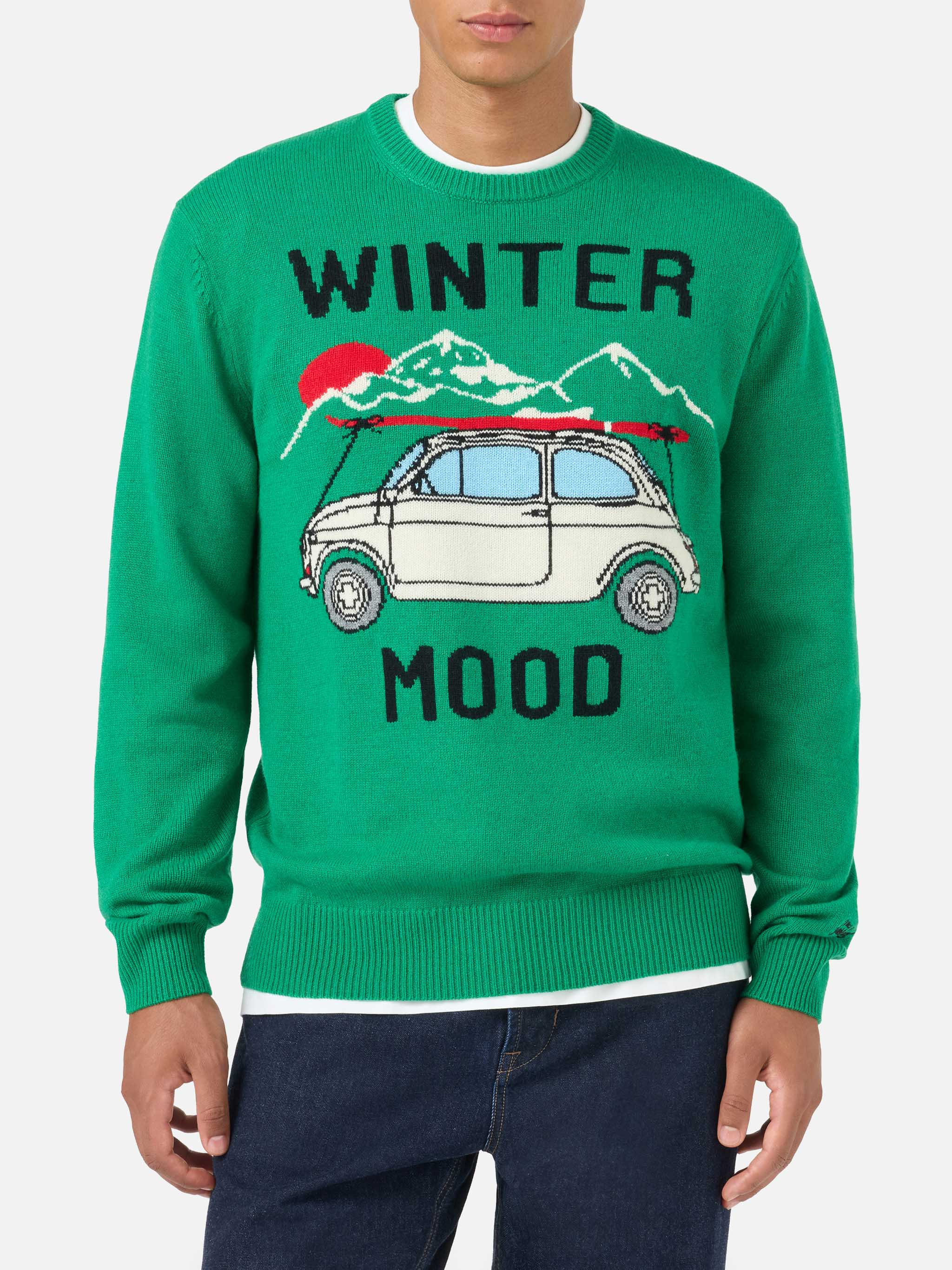 mc2-saint-barth-heron-maglione-uomo-verde-fiat-500-jacquard-special-edition image 1