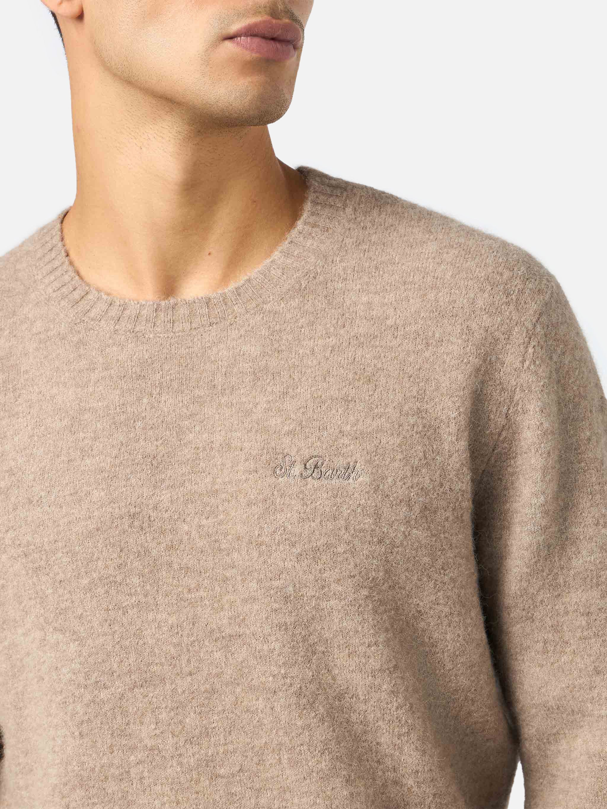 mc2-saint-barth-regent-maglione-uomo-girocollo-alpaca-stretch-marrone image 3