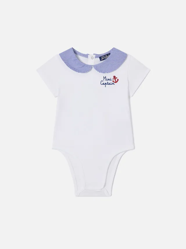 mc2-saint-barth-body-lou-neonato-cotone-organico-bianco-ricamo-mini-captain image 1