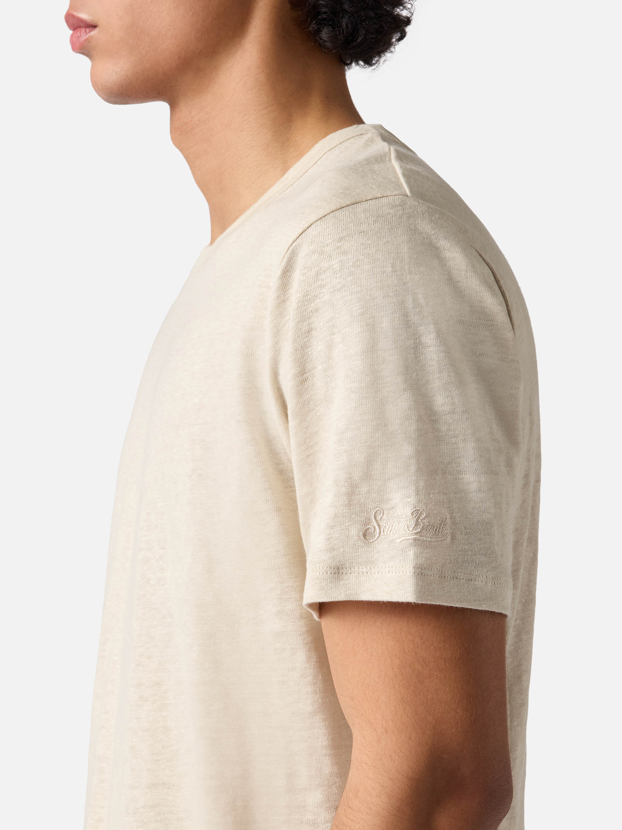 mc2-saint-barth-ecstasea-t-shirt-uomo-in-puro-lino-panna-logo-ricamato image 3