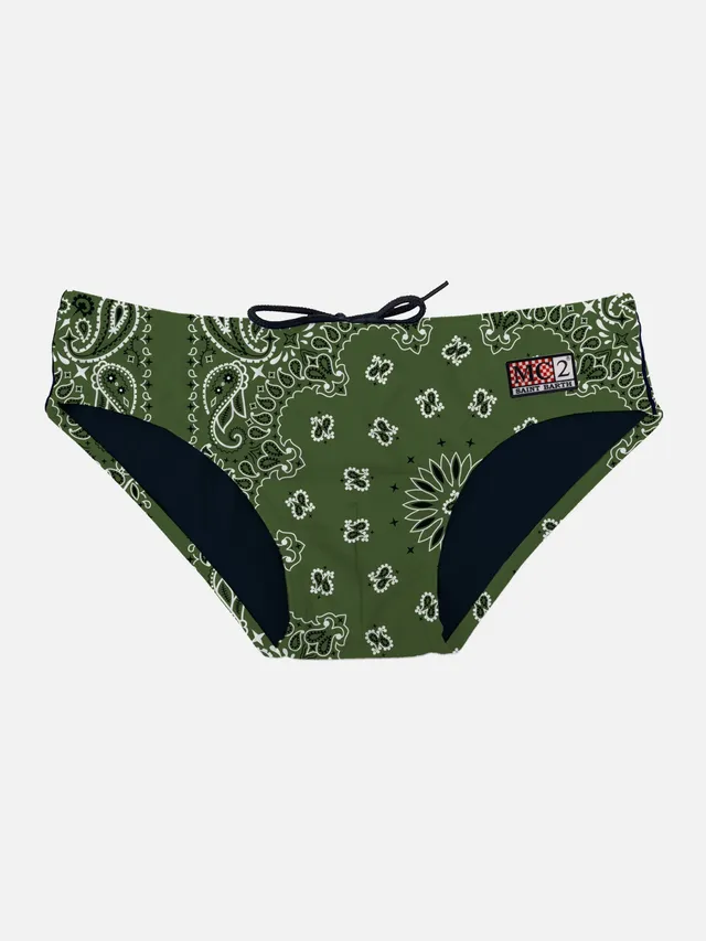mc2-saint-barth-slip-mare-cayo-uomo-stampa-bandana-verde-militare image 1