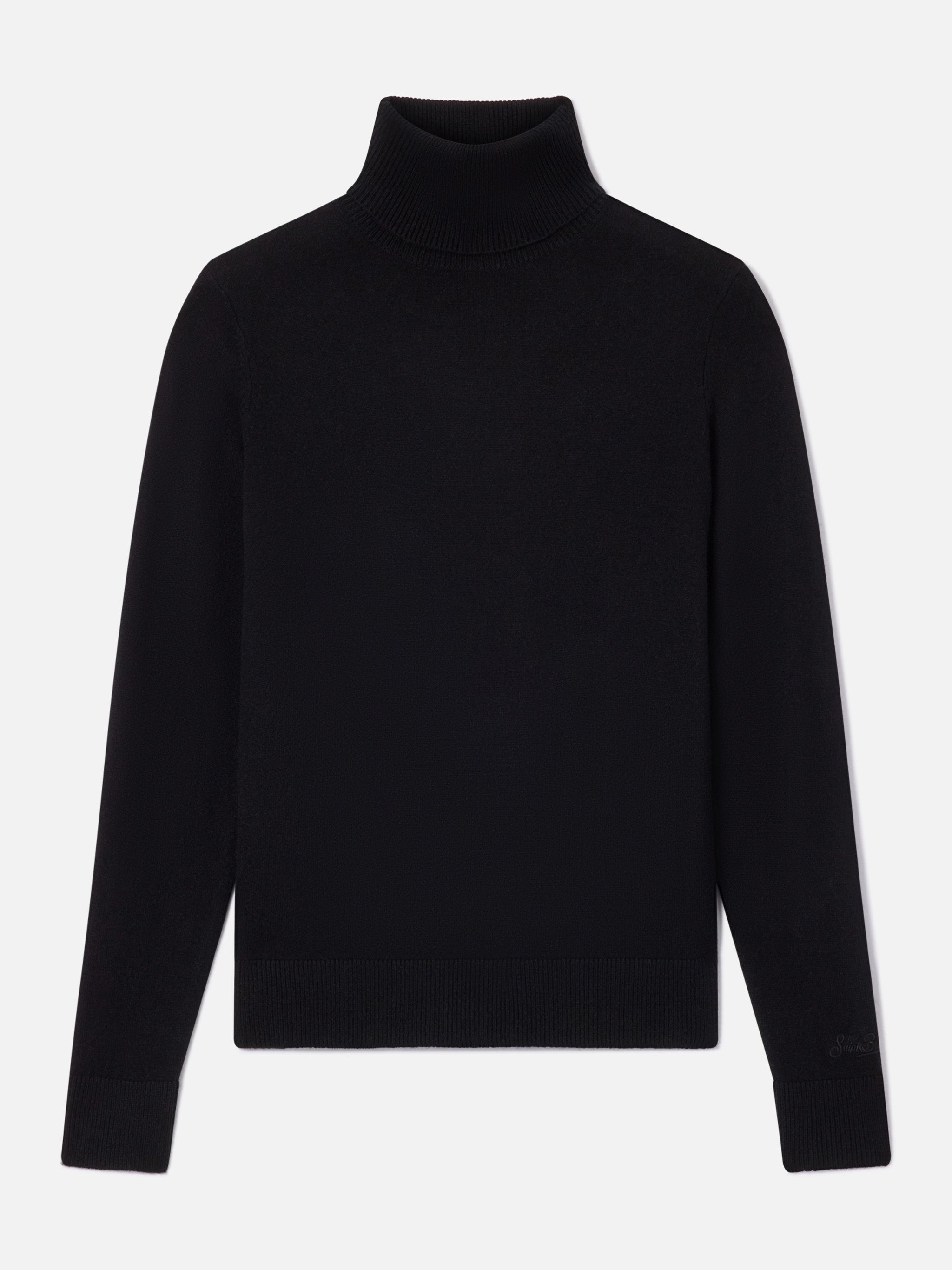 mc2-saint-barth-moody-maglia-donna-in-cashmere-nera-con-collo-alto image 1