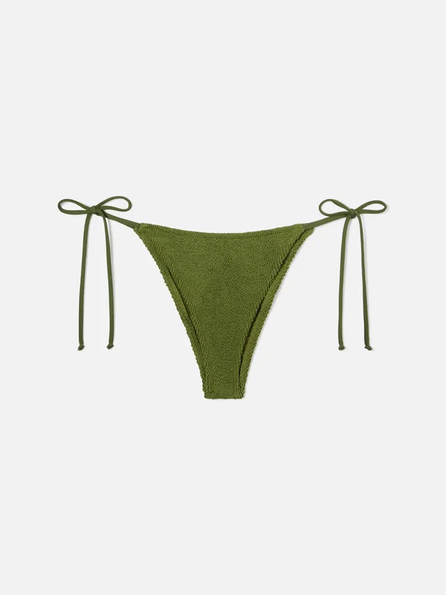 mc2-saint-barth-marielle-slip-mare-donna-brasiliana-in-tessuto-crinkle-verde-mil image 1