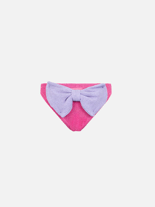 mc2-saint-barth-slip-da-bagno-bambina-madame-in-crinkle-rosa-con-fiocco image 1